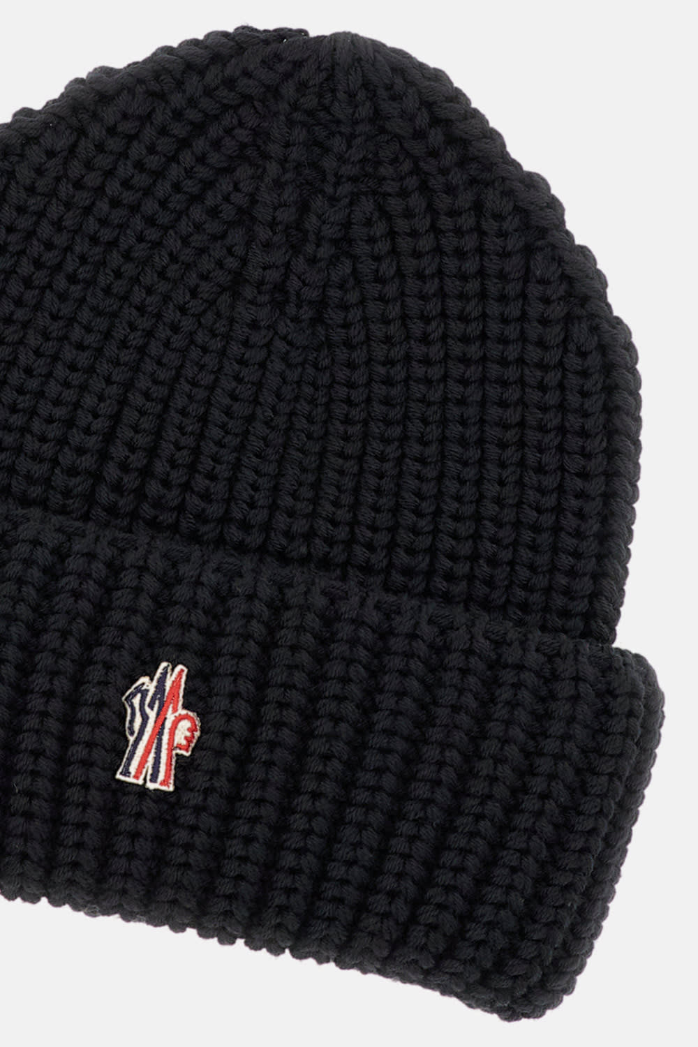 Moncler Grenoble Ribbed Beanie With Logo In Black