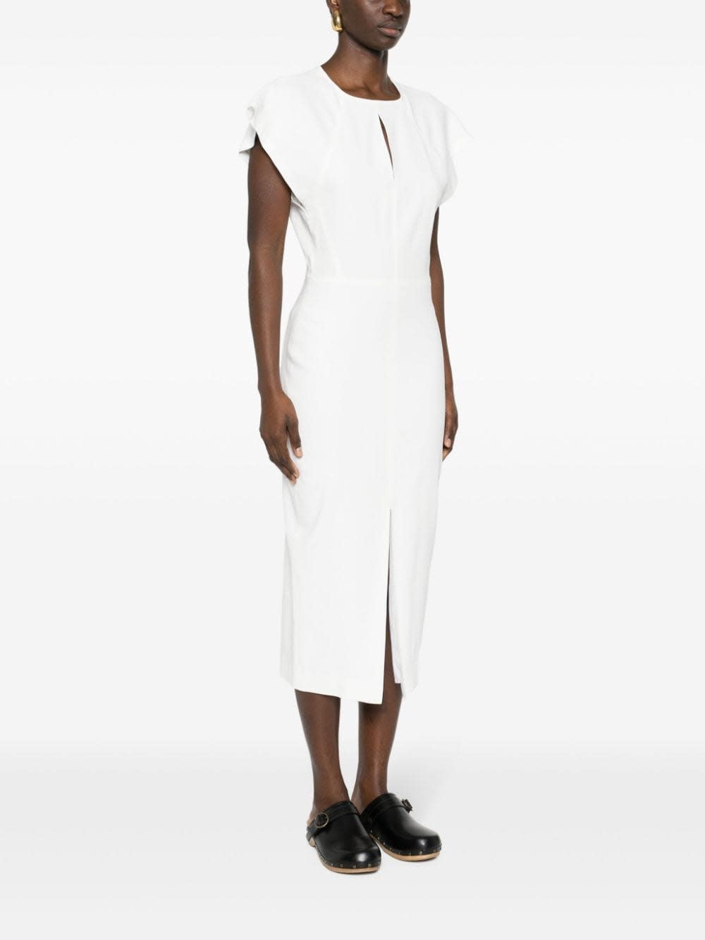 Isabel Marant Nadela Cotton Dress Cap Sleeves In White