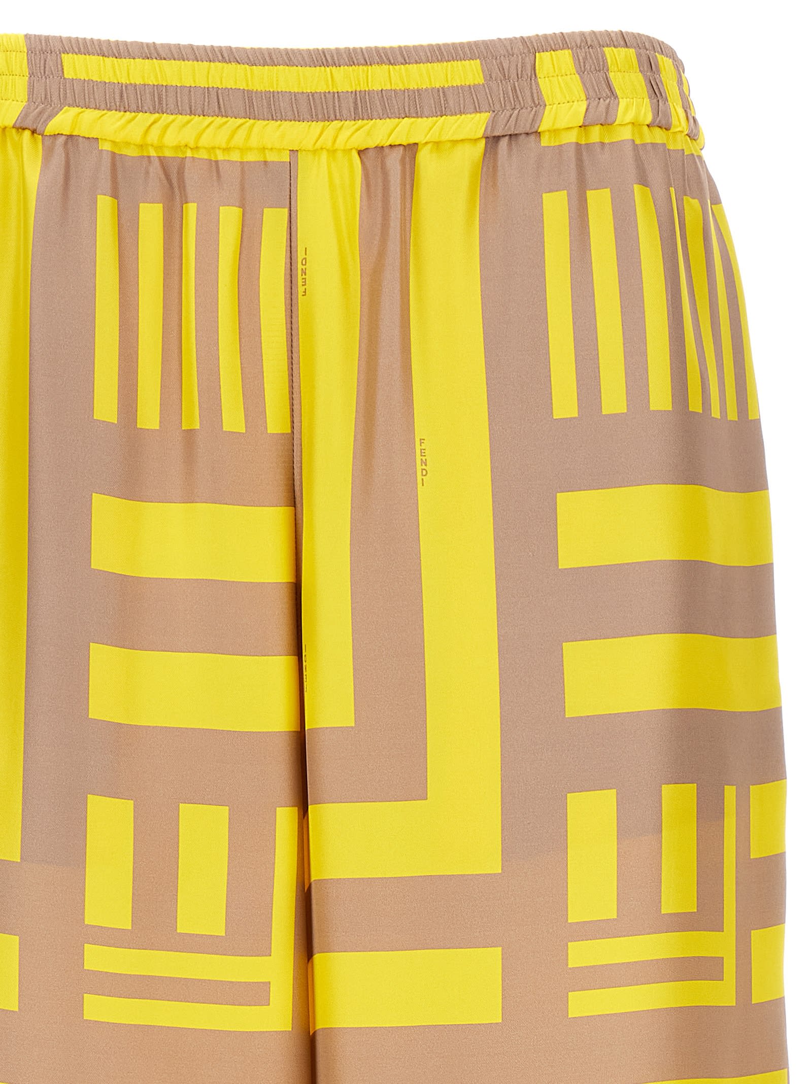 Shop Fendi Labyrinth Pants In Yellow