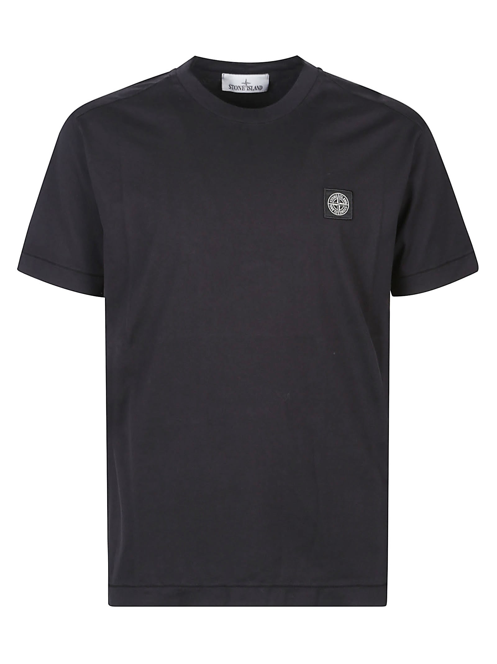 Stone Island Short-sleeved T-shirt With Compass Logo Patch In Black