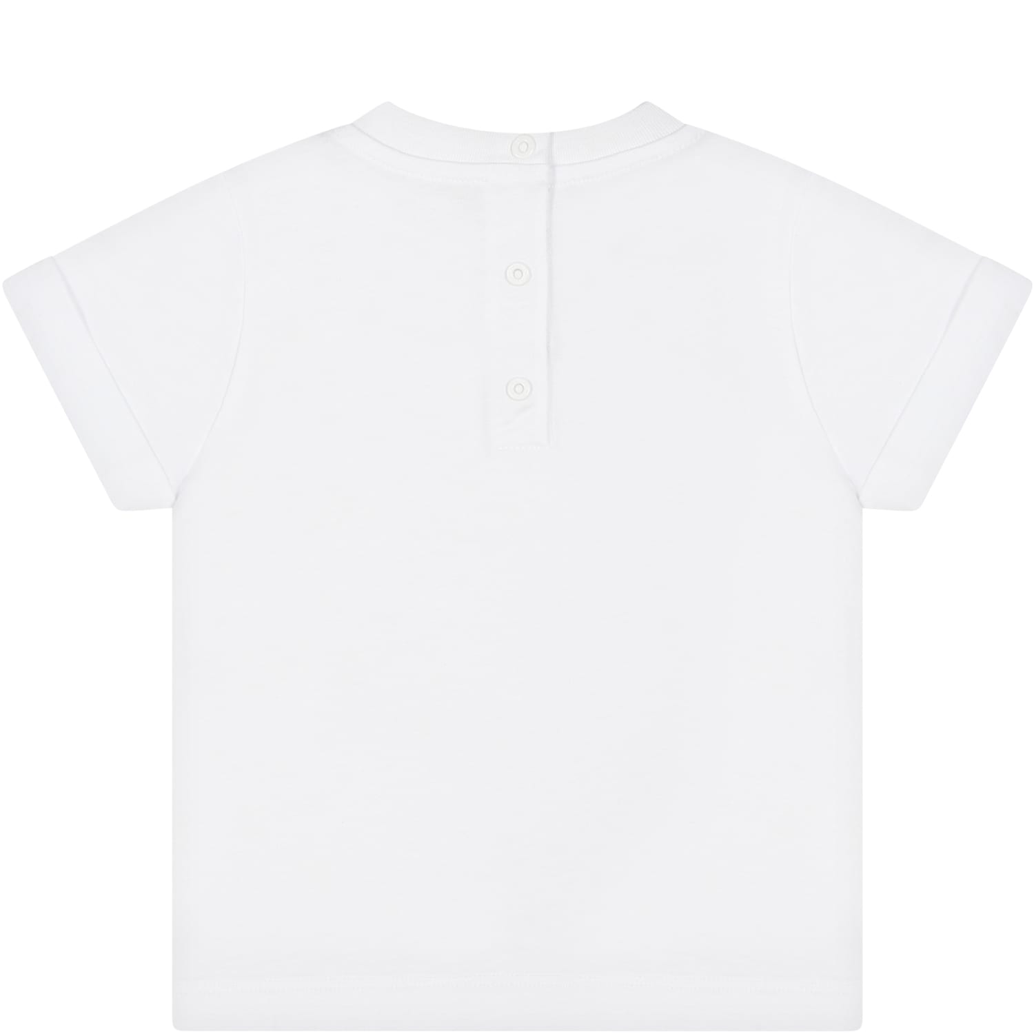Balmain White T-shirt With Iconic Black Logo For Babies In White