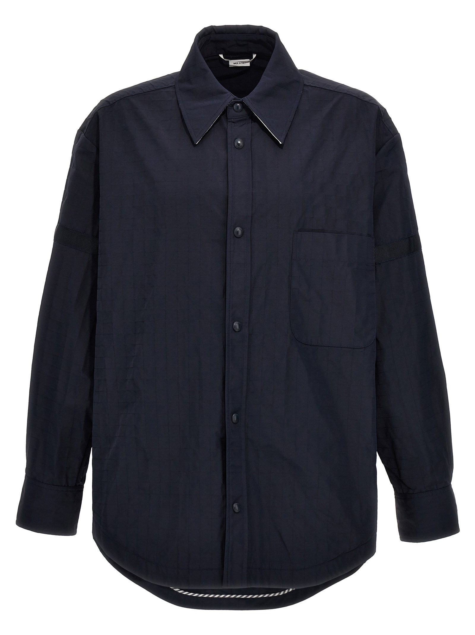 Shop Thom Browne Snap Front Overshirt In Blue