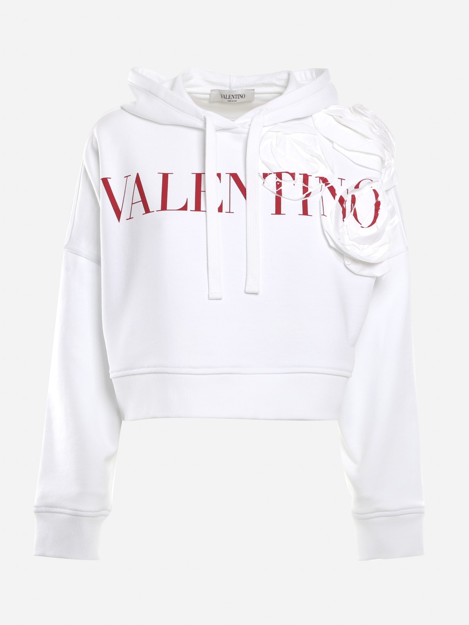 Valentino Cotton Sweatshirt With Rose Blossom Embroidery