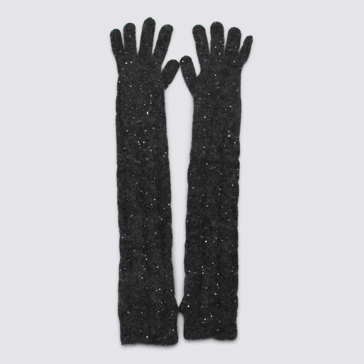 Brunello Cucinelli Dark Grey Wool Gloves In Brown