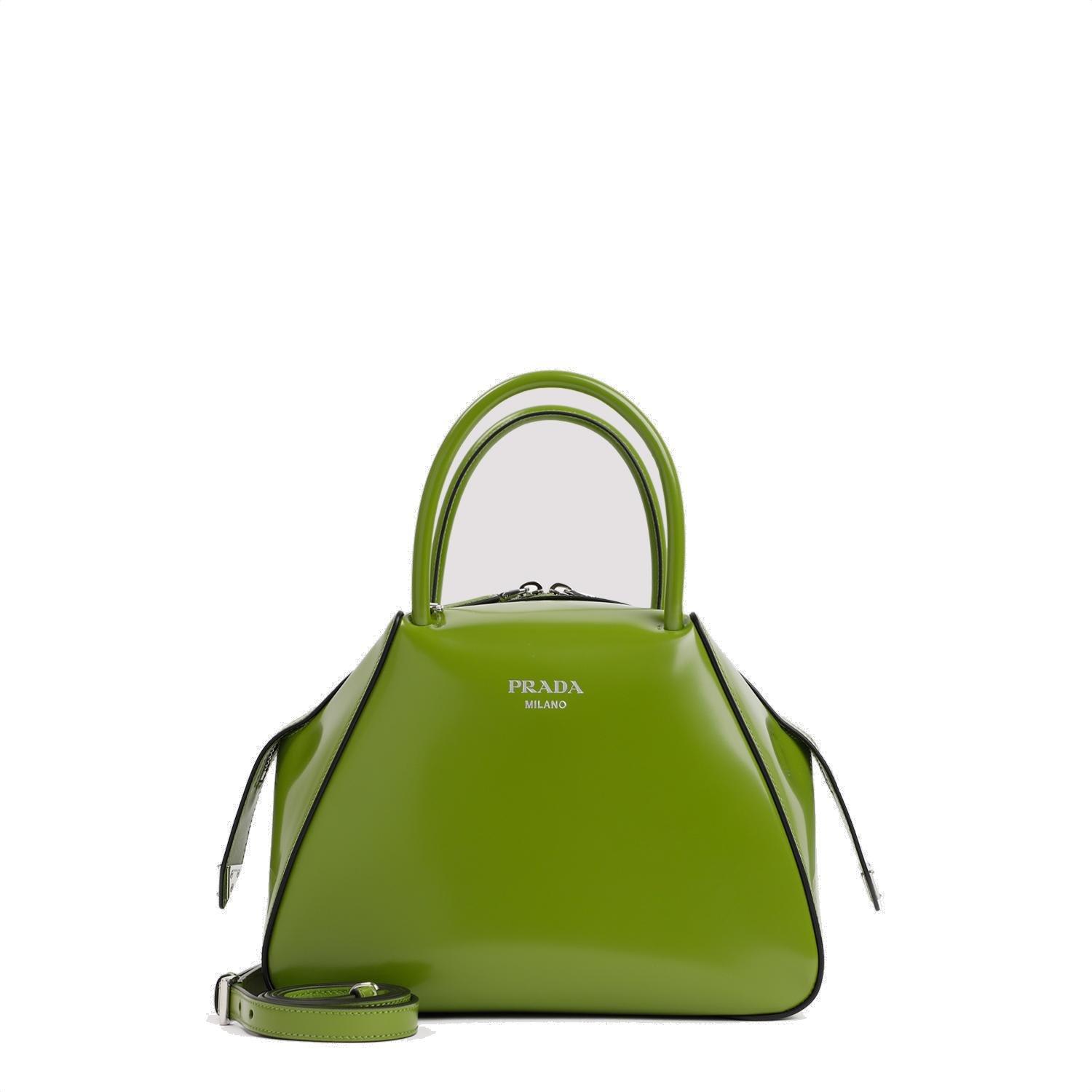 PRADA Triangle Top Handle Pouch Bag Crystal Embellished Satin Mini