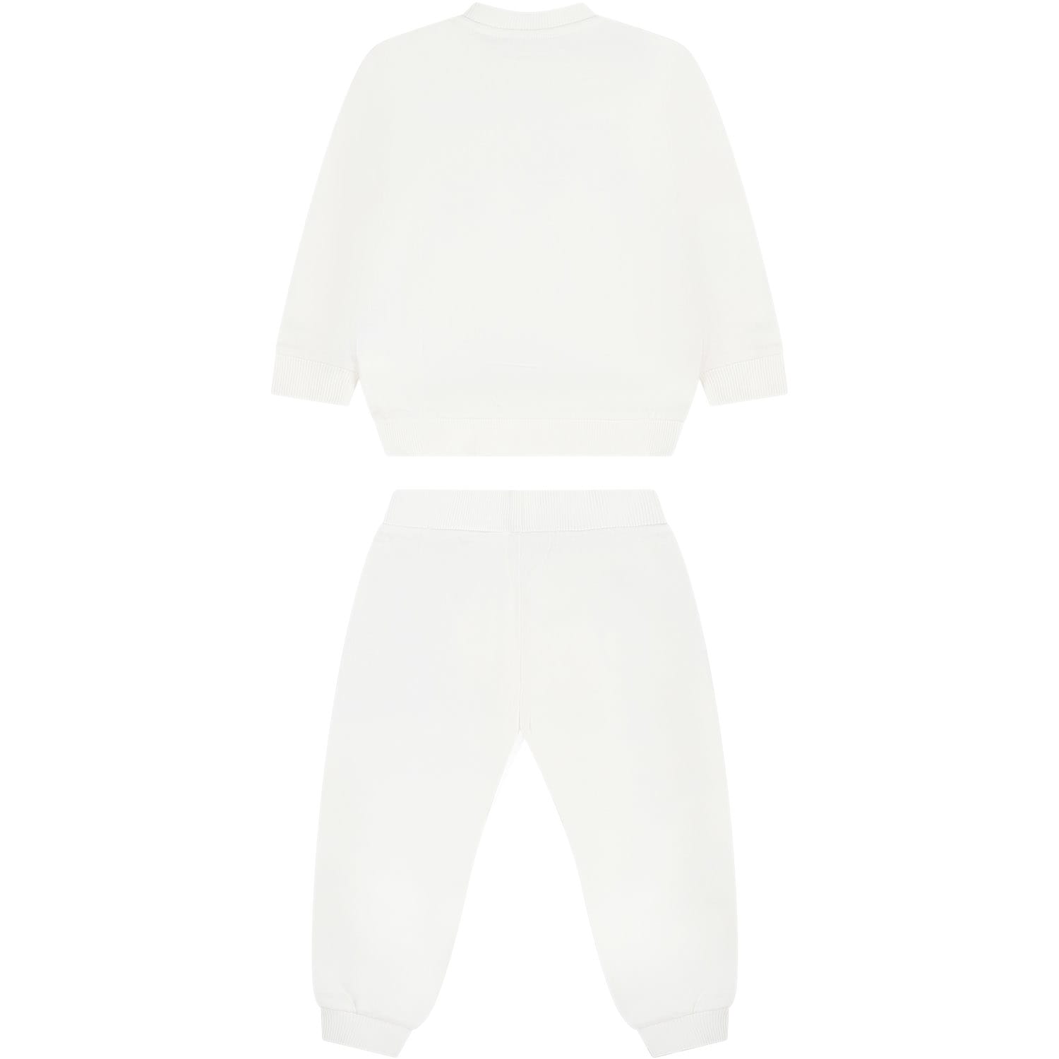 Shop Moschino White Set For Baby Boy With Teddy Bear And Logo