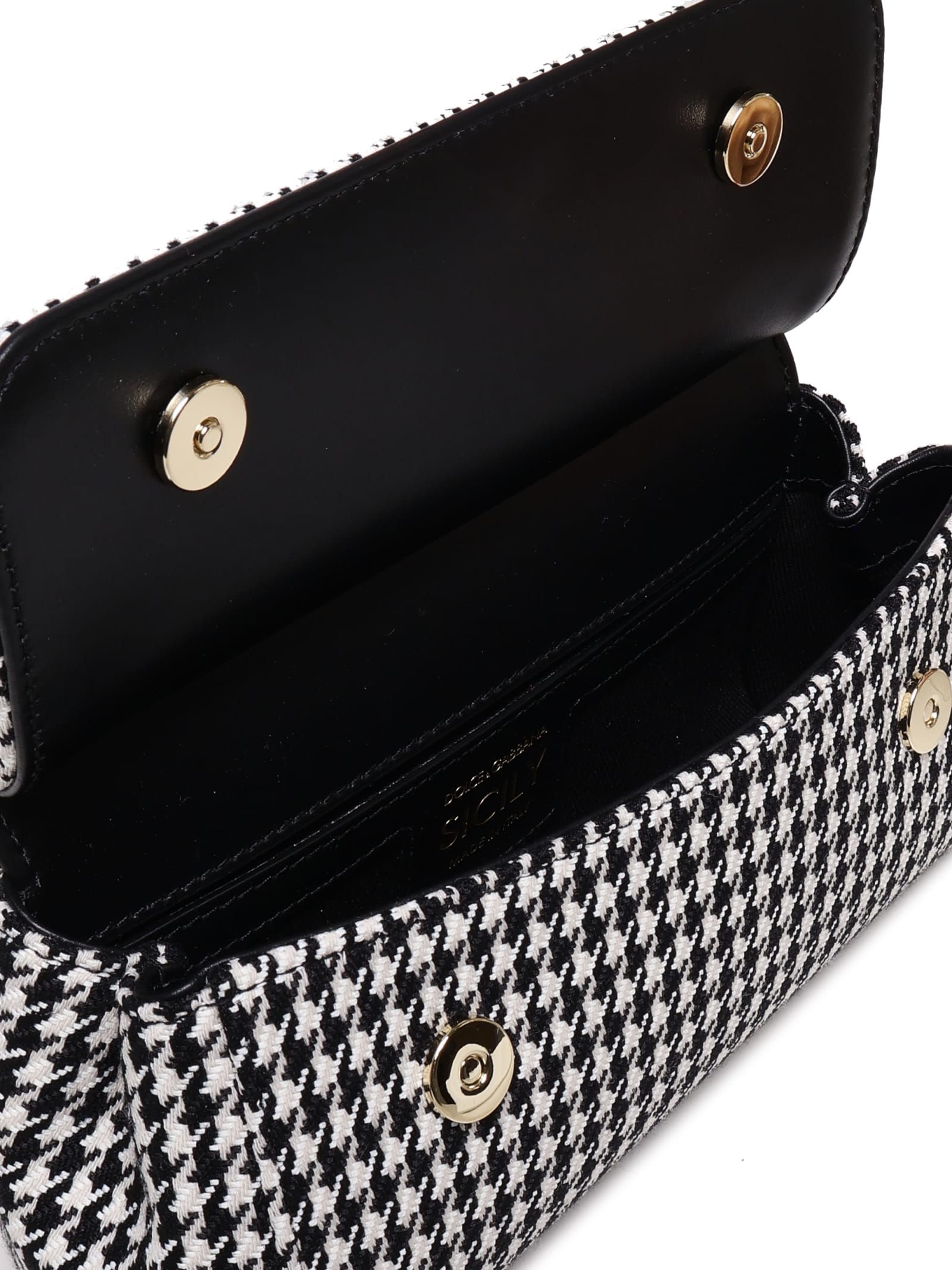 Shop Dolce & Gabbana Small Sicily Bag In Pied De Poule In Pied Poule