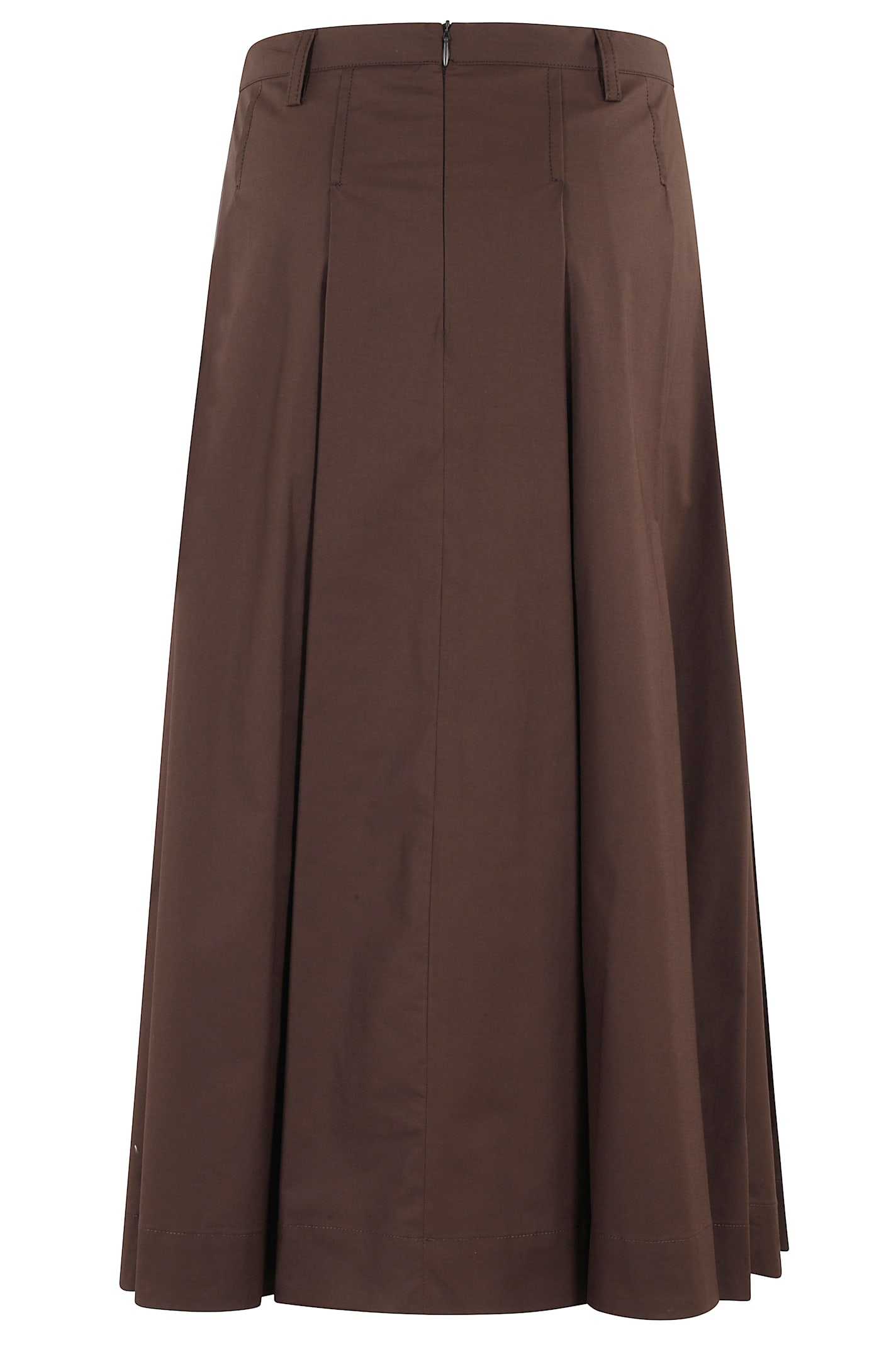 Seventy A-line Brown Poplin Stretch Maxi Skirt In Testa Di Moro