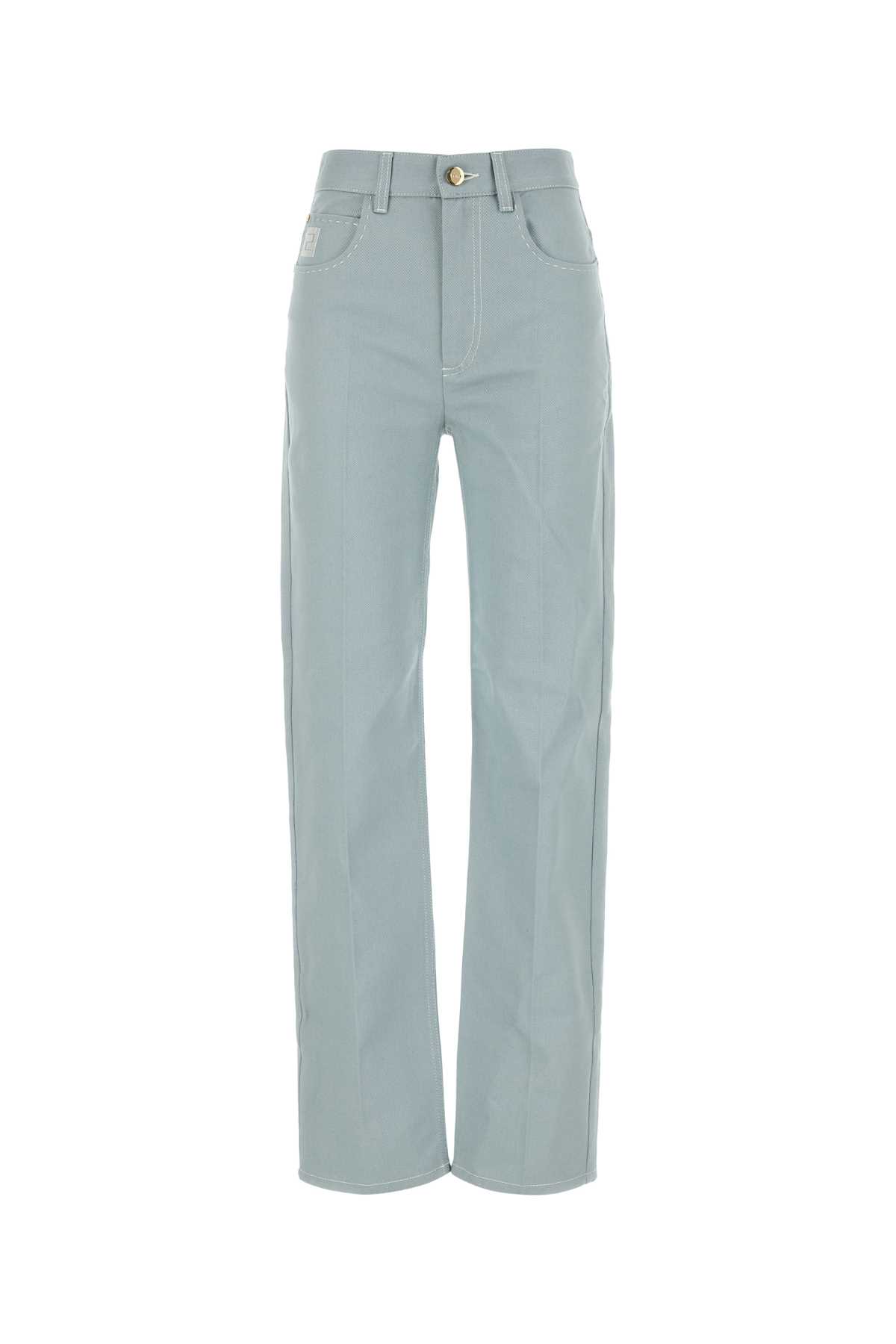 Shop Fendi Powder Blue Denim Jeans In Paleblue