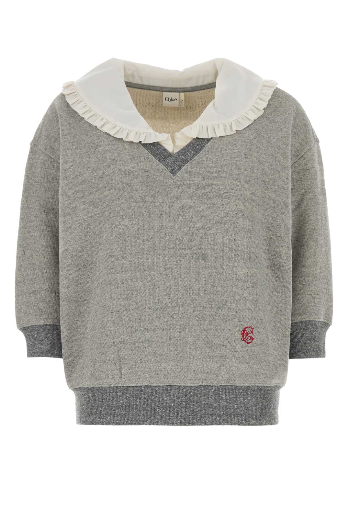 Chloé Cotton-blend French Terry Sweatshirt In Gray