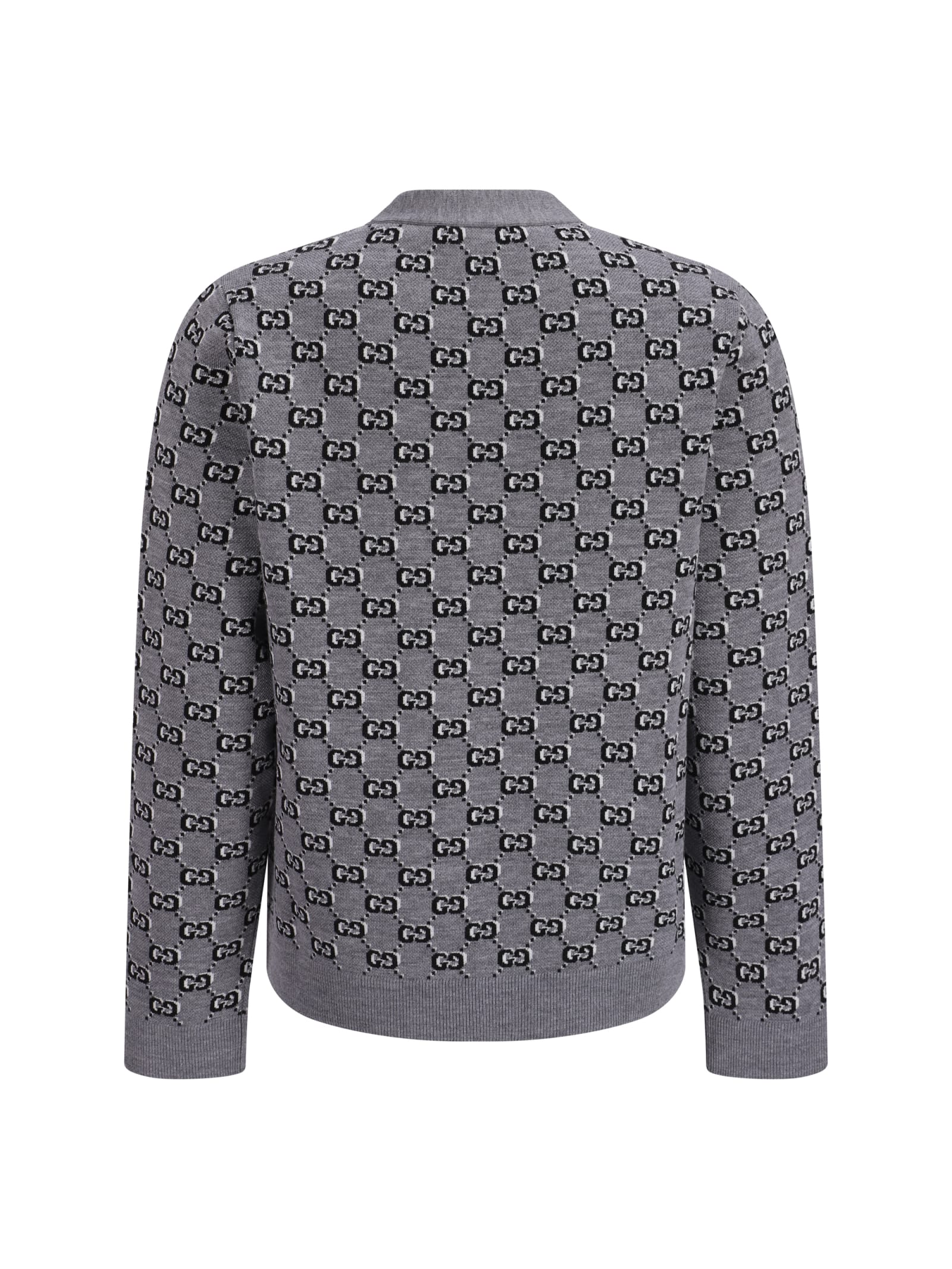 Shop Gucci Cardigan In Grey/black/mc