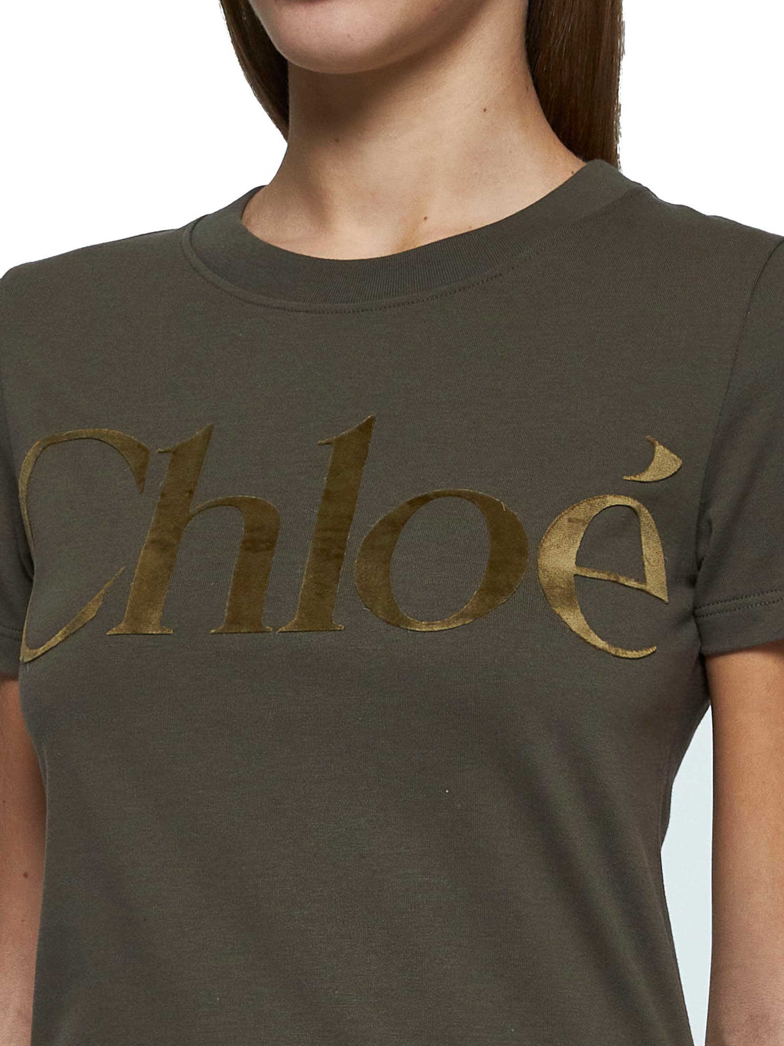 Shop Chloé T-shirt In Cedar Green