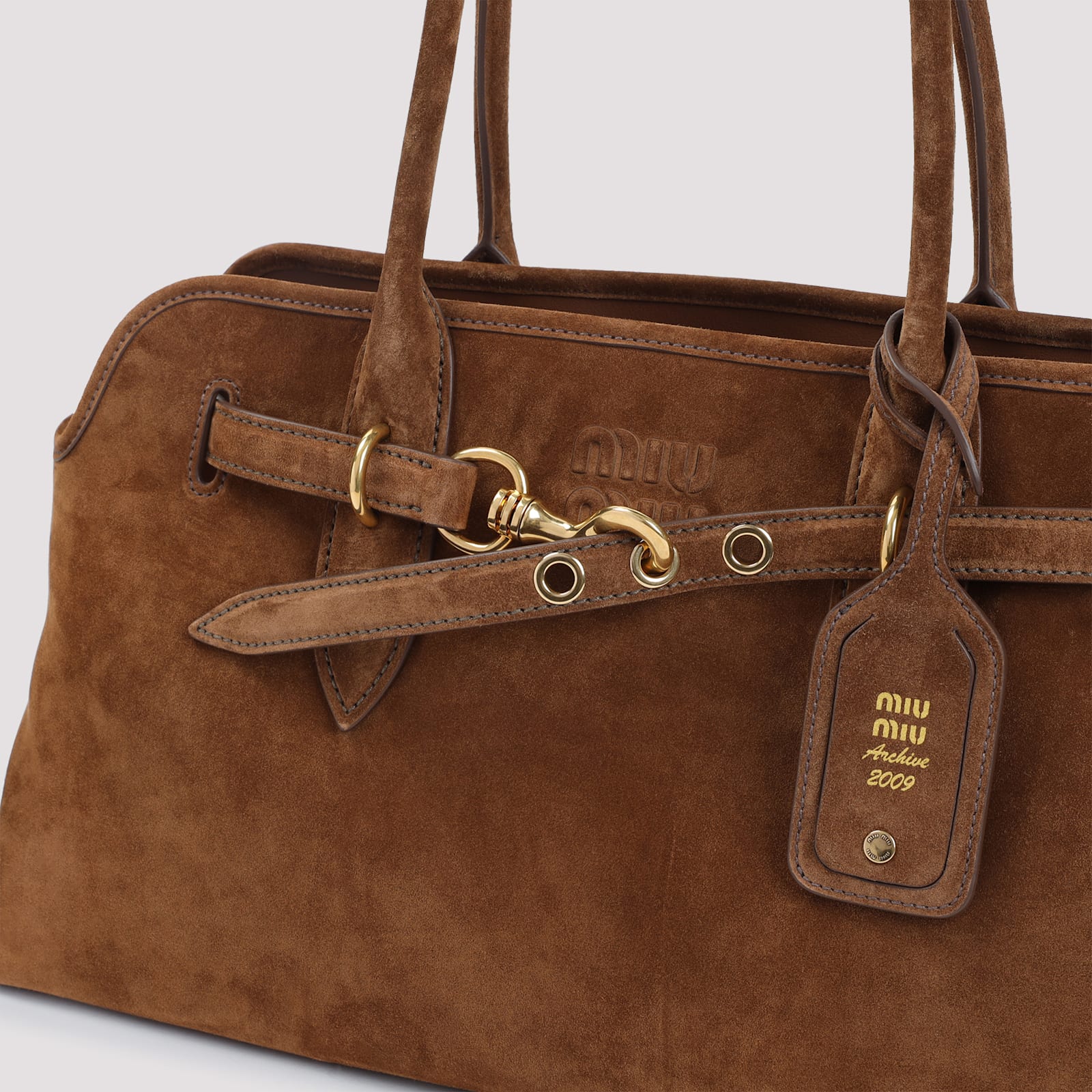 Miu Miu Adventure Lamb Leather Shoulder Bag In Brown