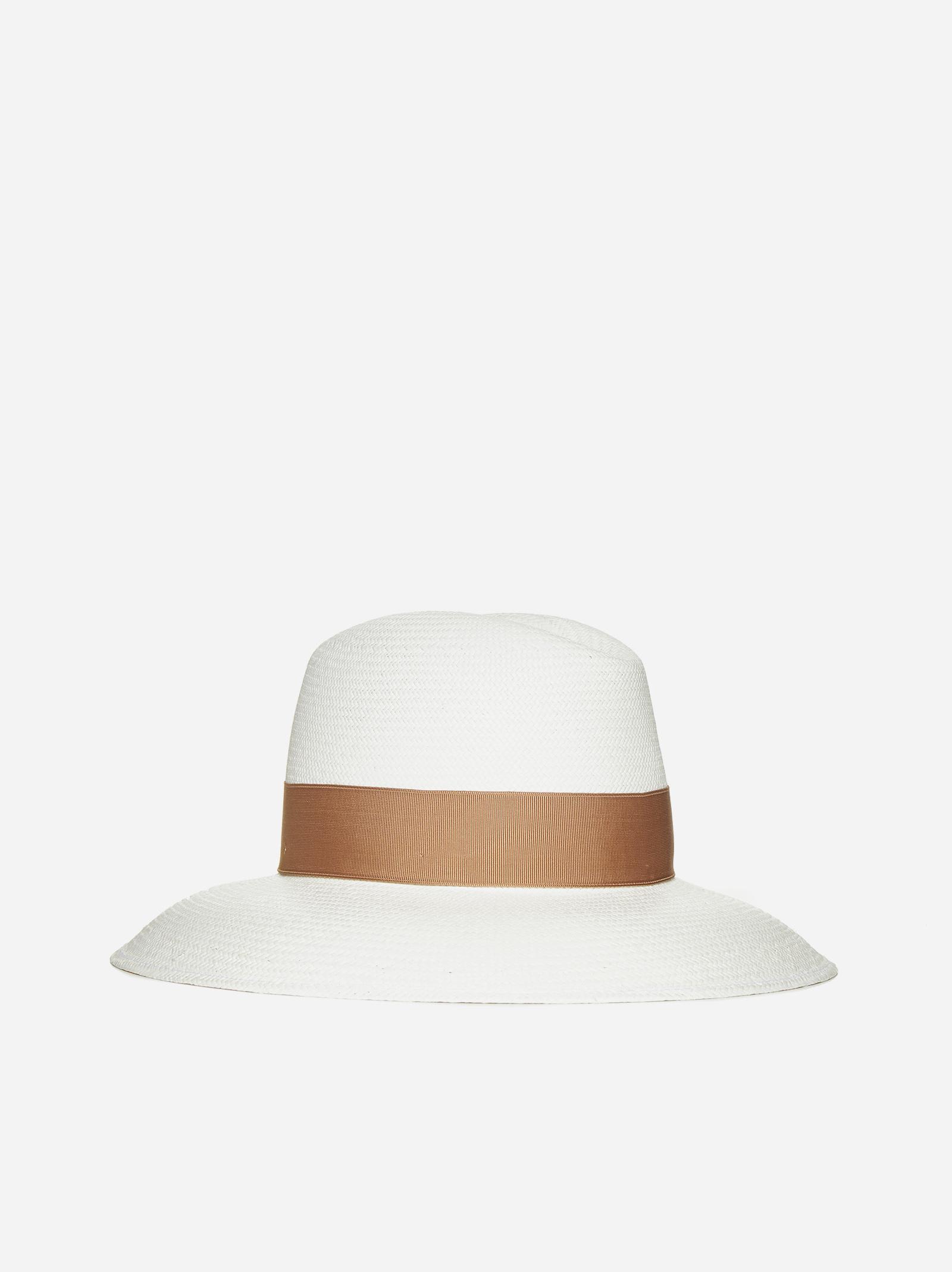 Shop Borsalino Caludette Large Brim Panama Hat In Panna Cammello