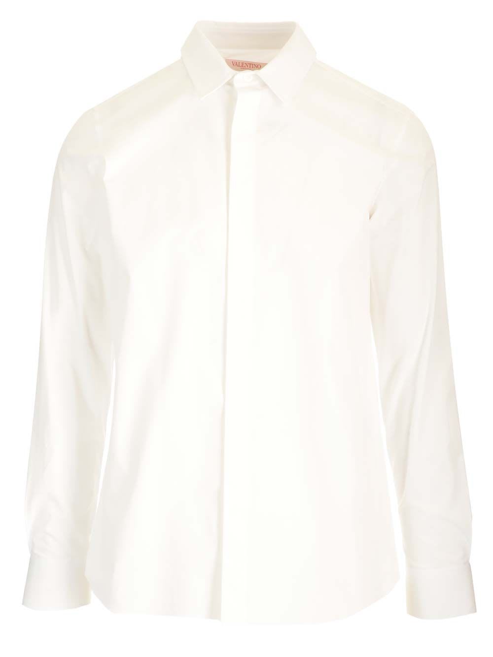 Shop Valentino Poplin Shirt In White