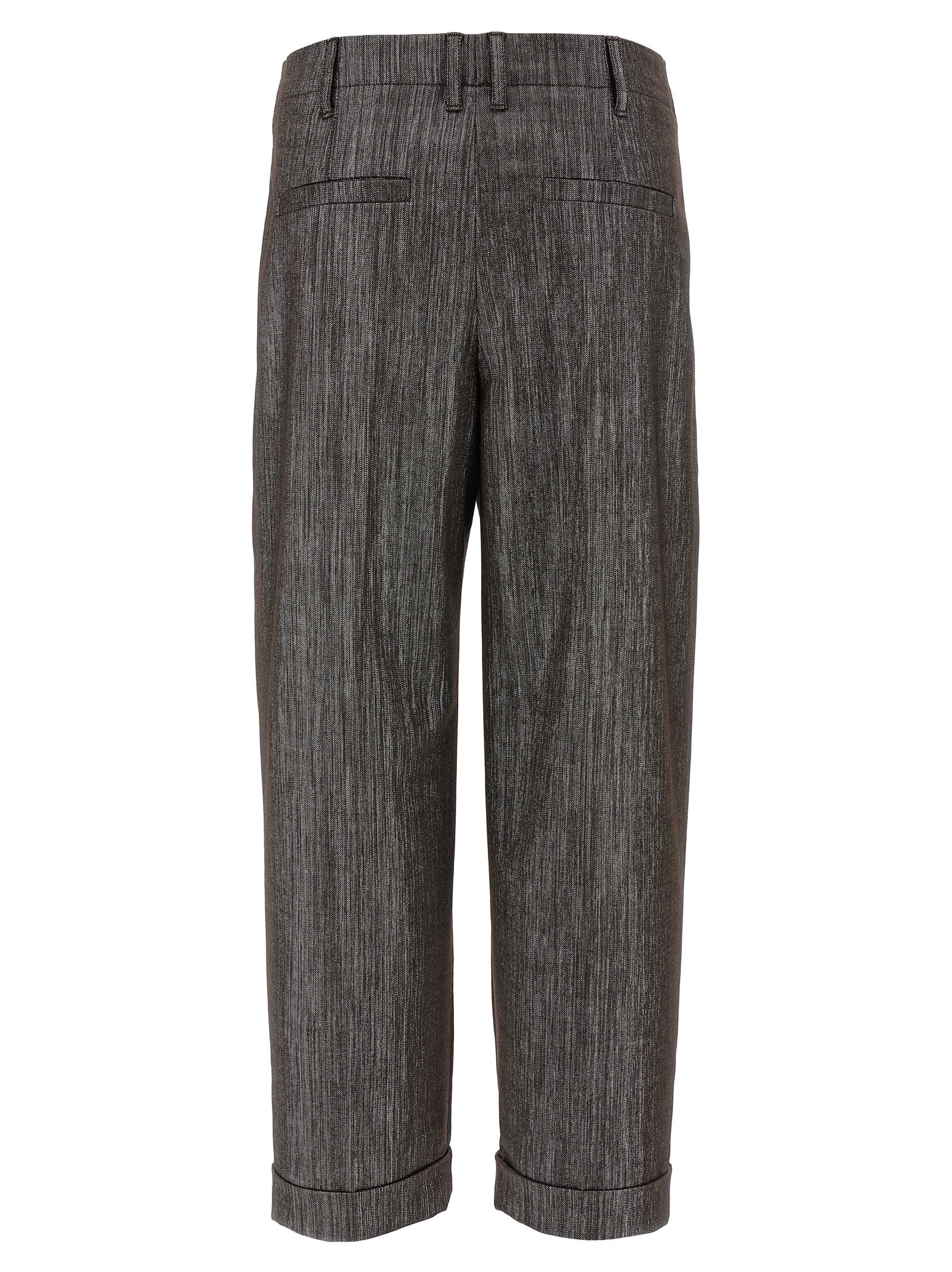Brunello Cucinelli Women Lurex Pants In Gray