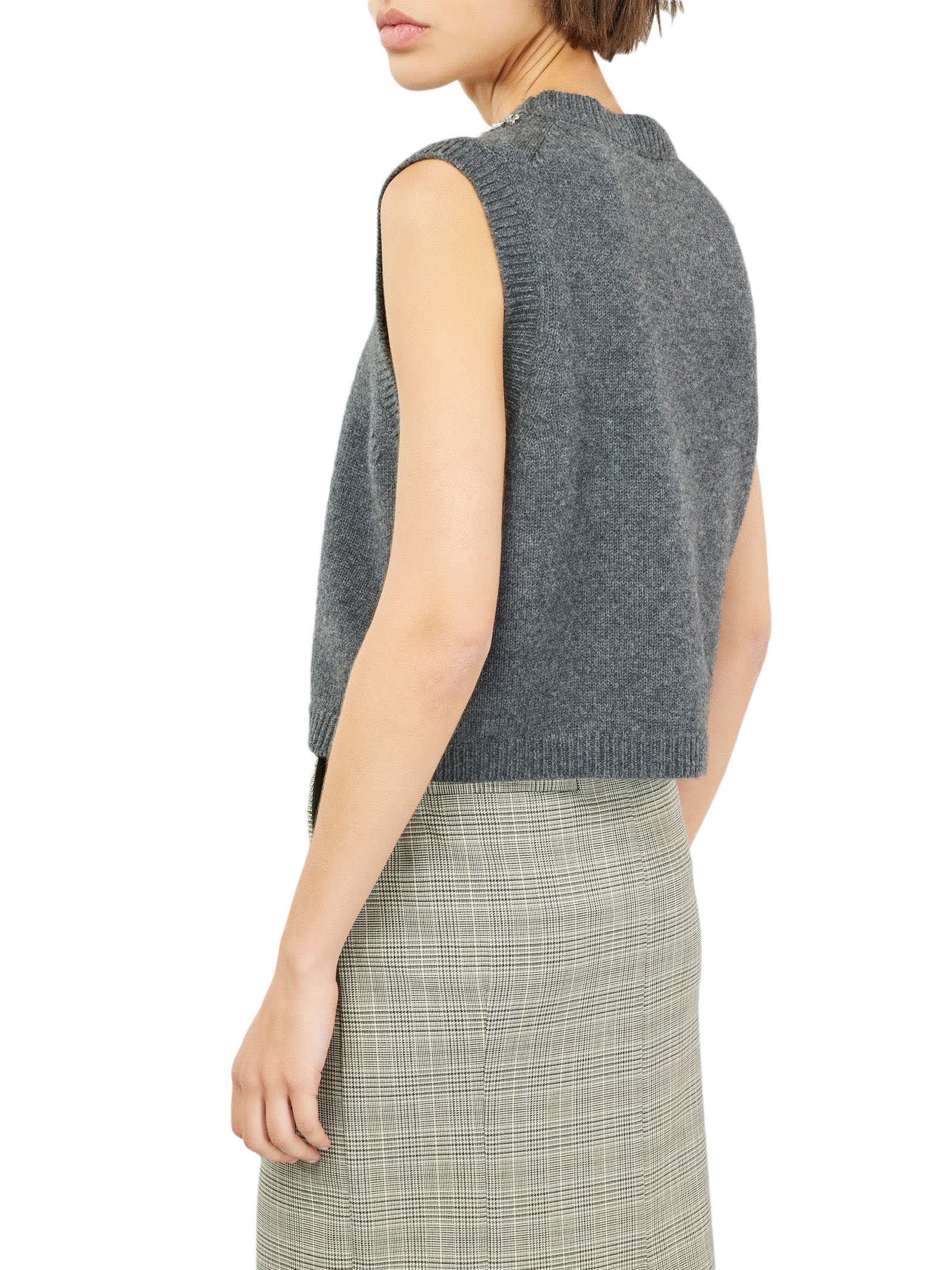 Shop Semicouture Cashmere Blend Waistcoat In Grey