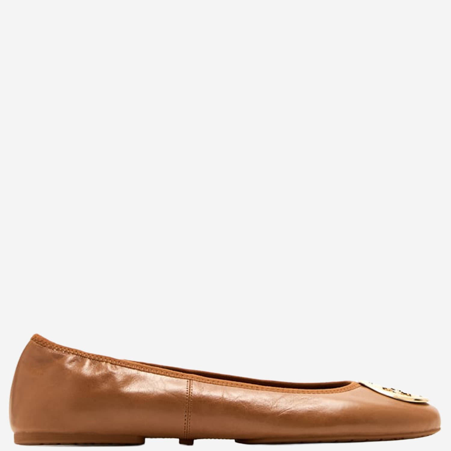 Tory Burch Reva Nappa Leather Ballerina Flats In Brown