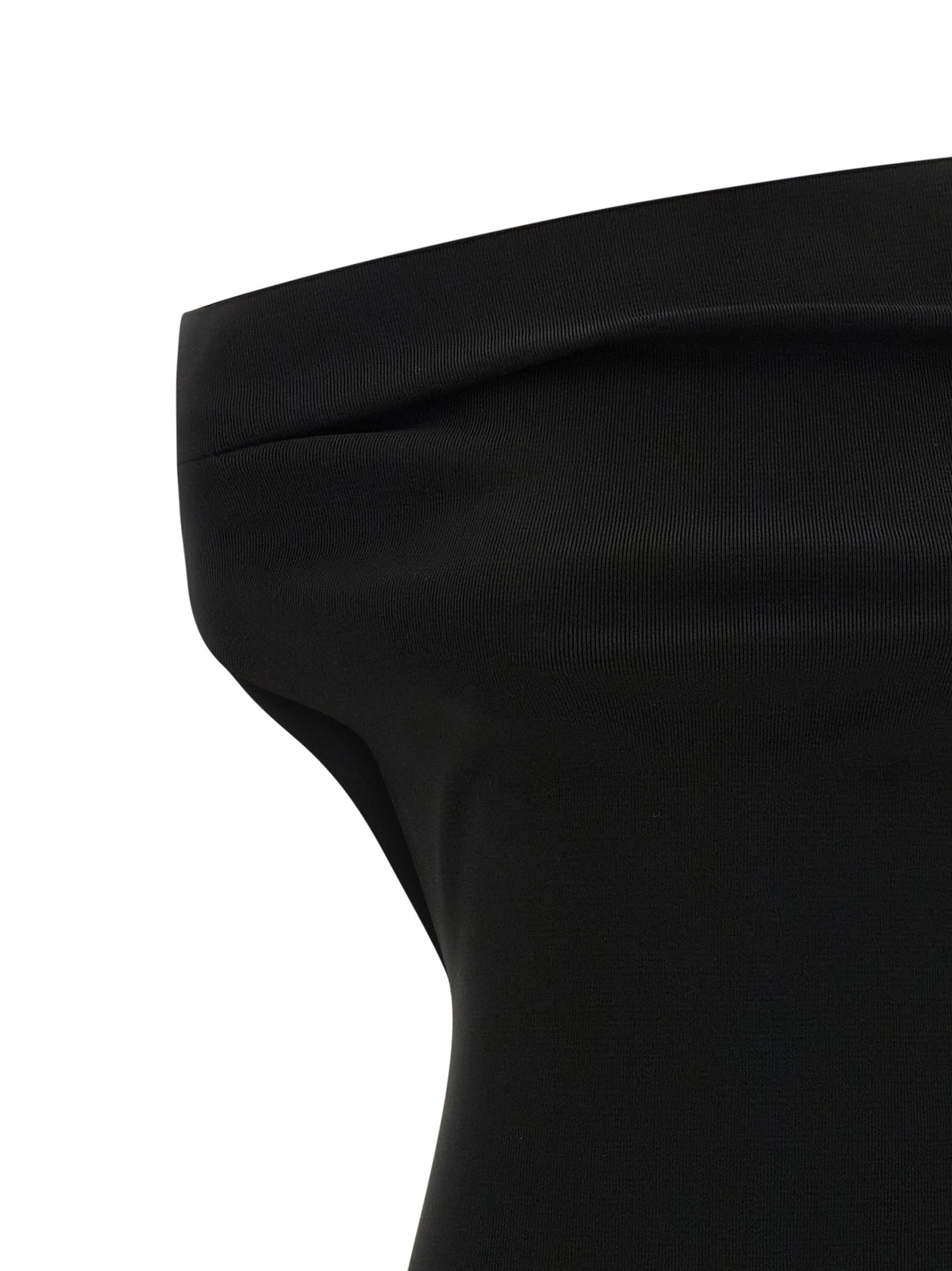 Armarium Off-shoulder Ribbed-knit Midi Dress In Black