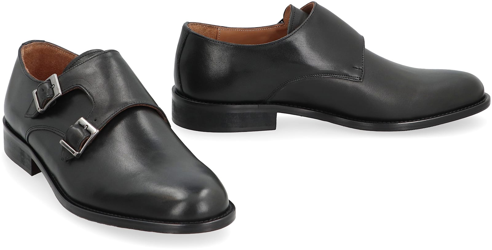 Bruno Magli Leather Monk-strap Shoes In Black