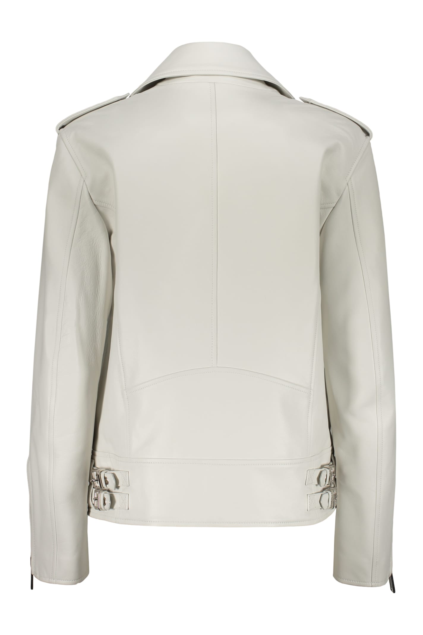 Shop Dsquared2 Leather Jacket In Ivory