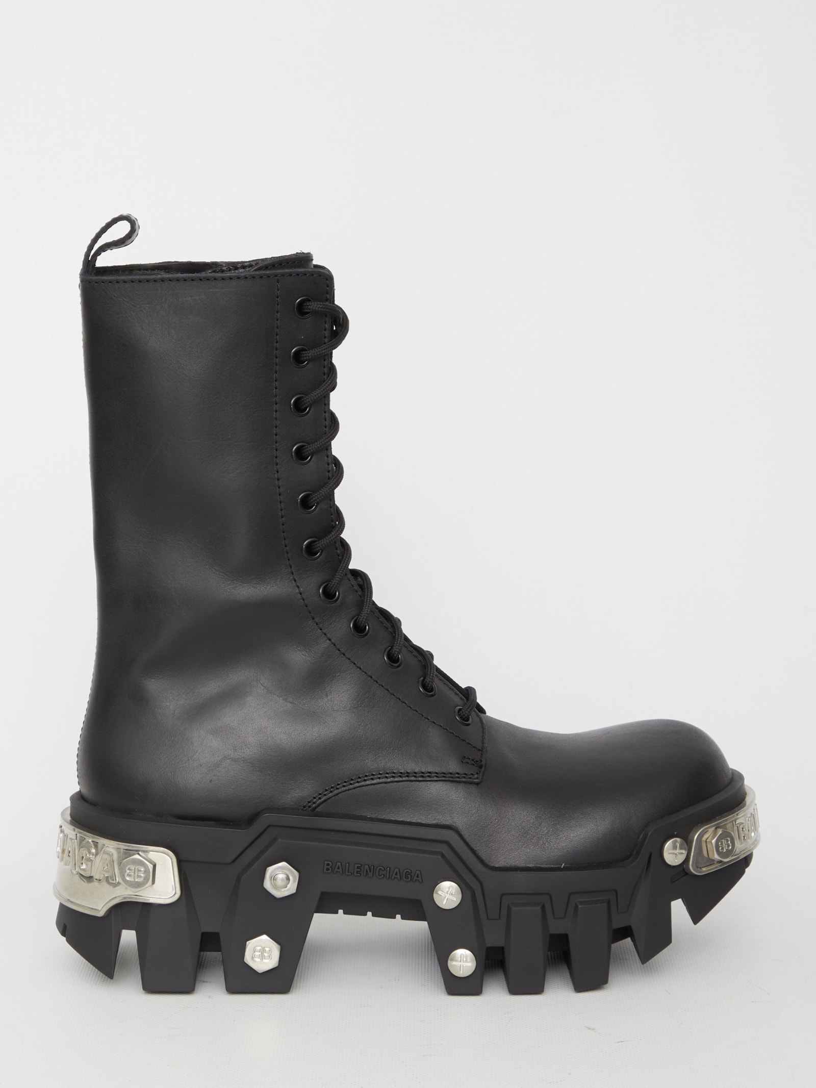 Balenciaga Bulldozer Platform Leather Boots In Black