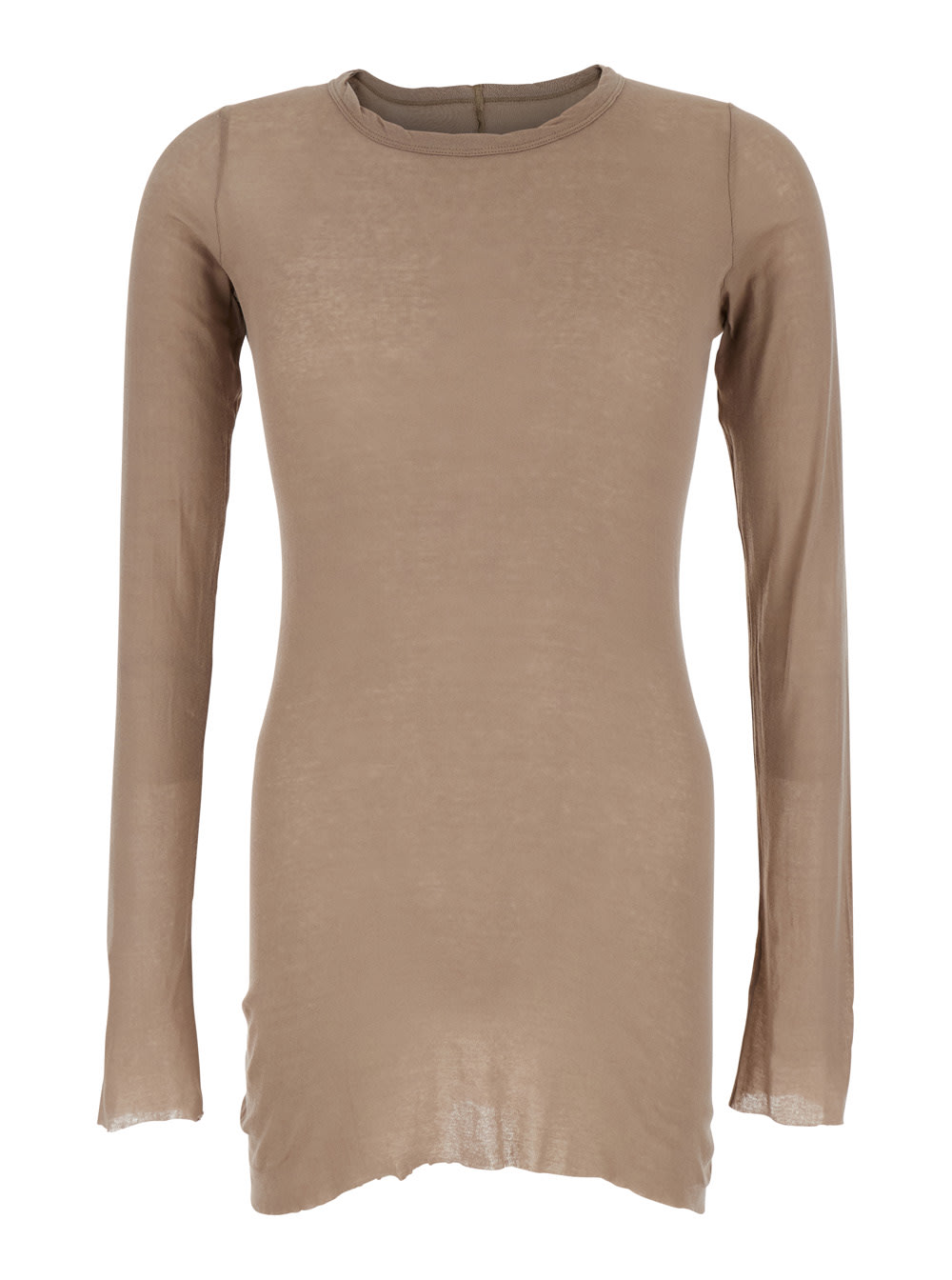 Brown Long-sleeve T-shirt In Viscose And Silk Blend Man