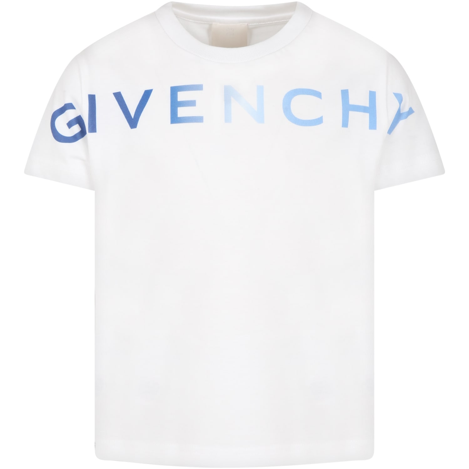 Givenchy White T-shirt For Boy With Blue Logo