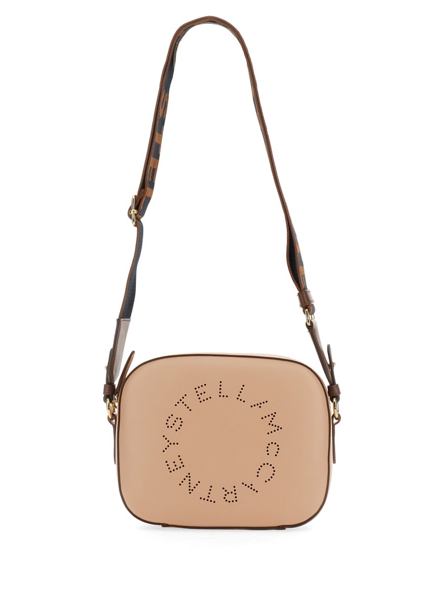 Shop Stella Mccartney Mini Camera Bag With Logo In Powder