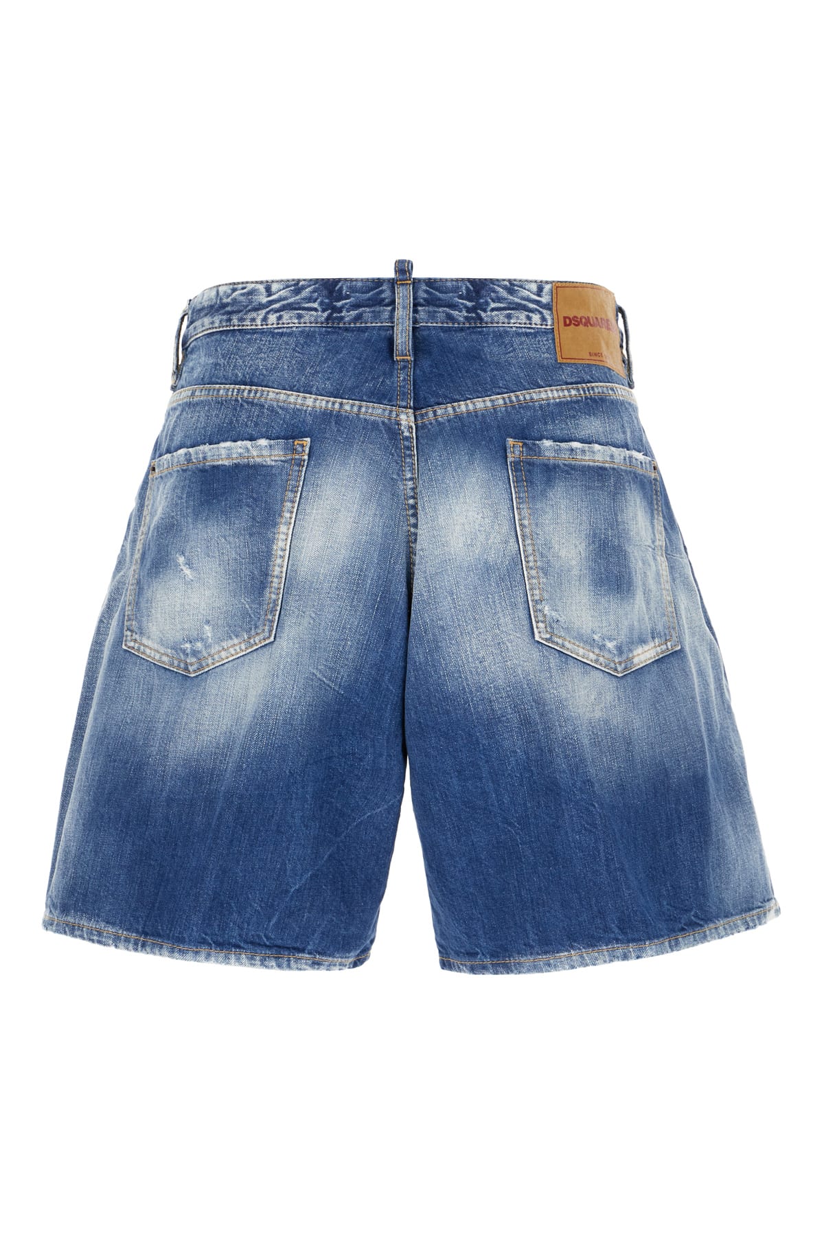 Dsquared2 Boxer Fit Cotton Denim Shorts In Navy Blue