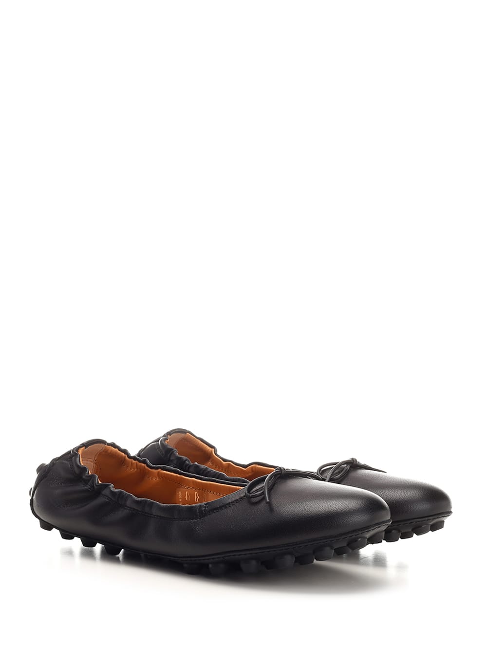 Tod's Gommino Bubble Leather Ballet Flats In Black