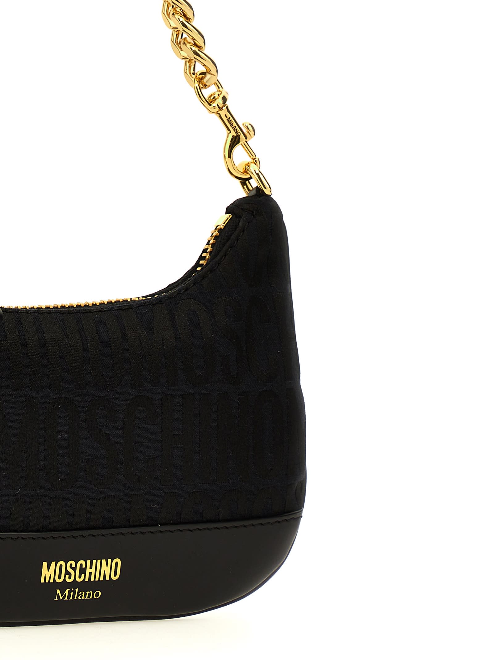 Shop Moschino Logo Handbag In Black