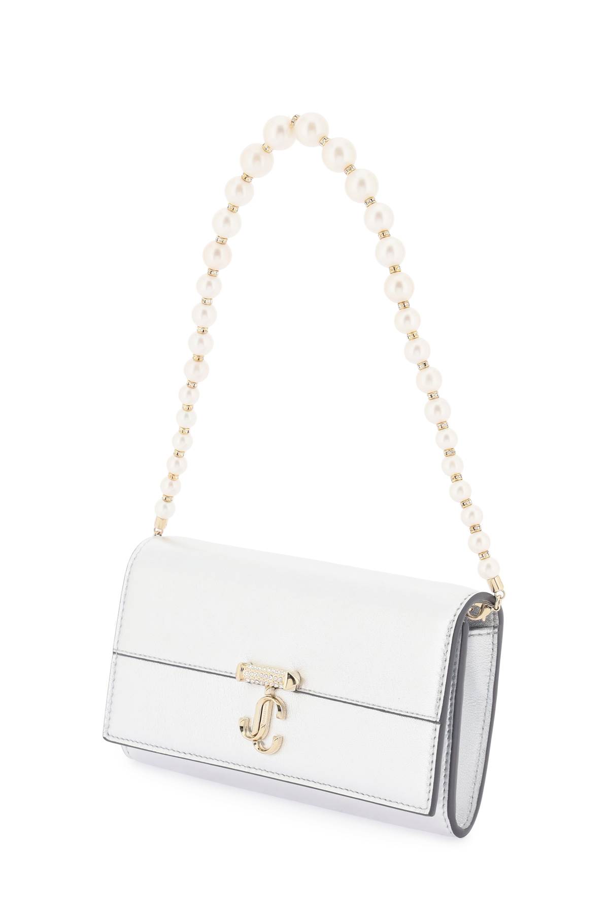 Shop Jimmy Choo Mini Avenue Shoulder Bag In Silver Light Gold (silver)