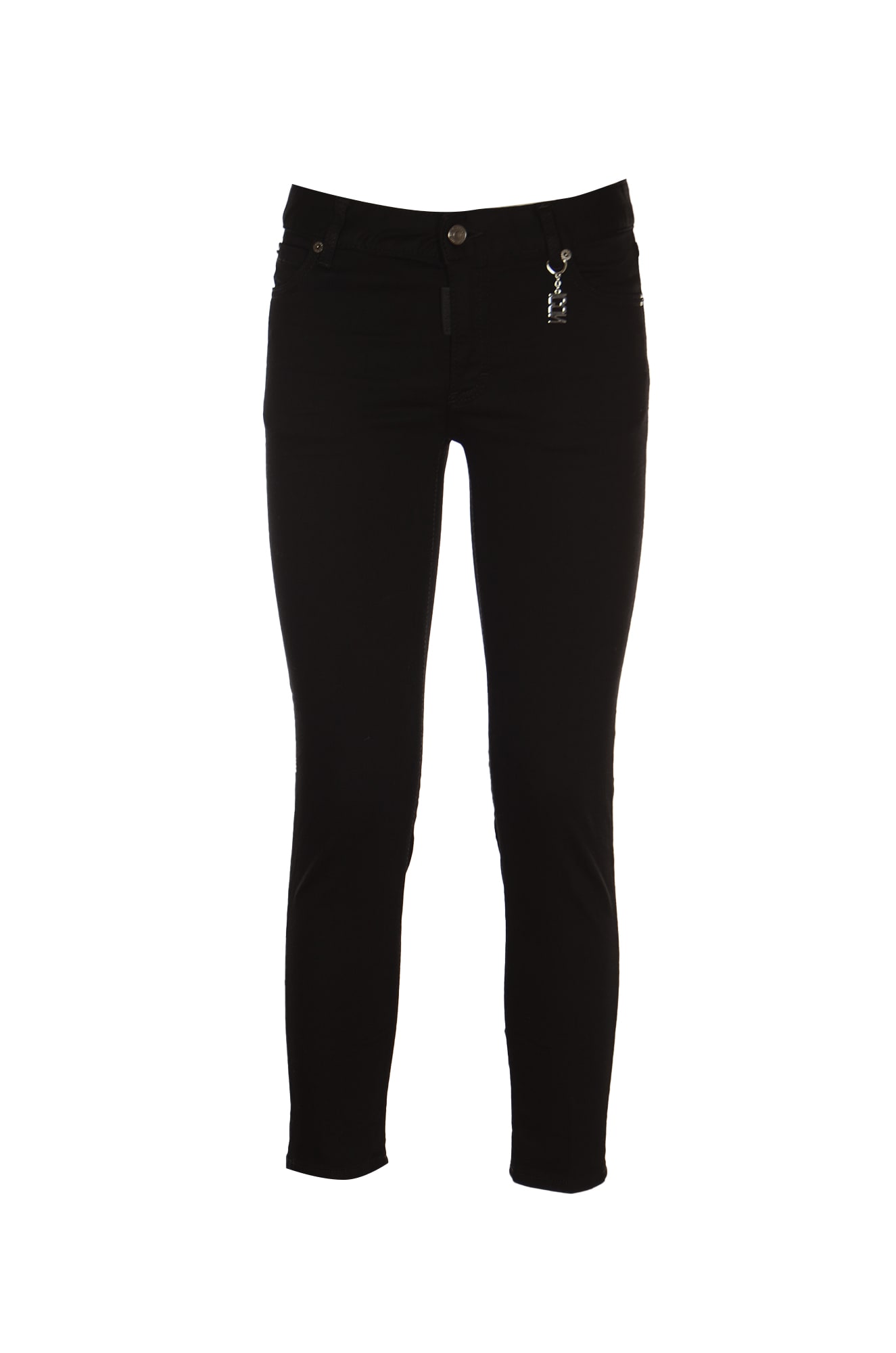 Dsquared2 Medium Waist Cropped Jeans In Black