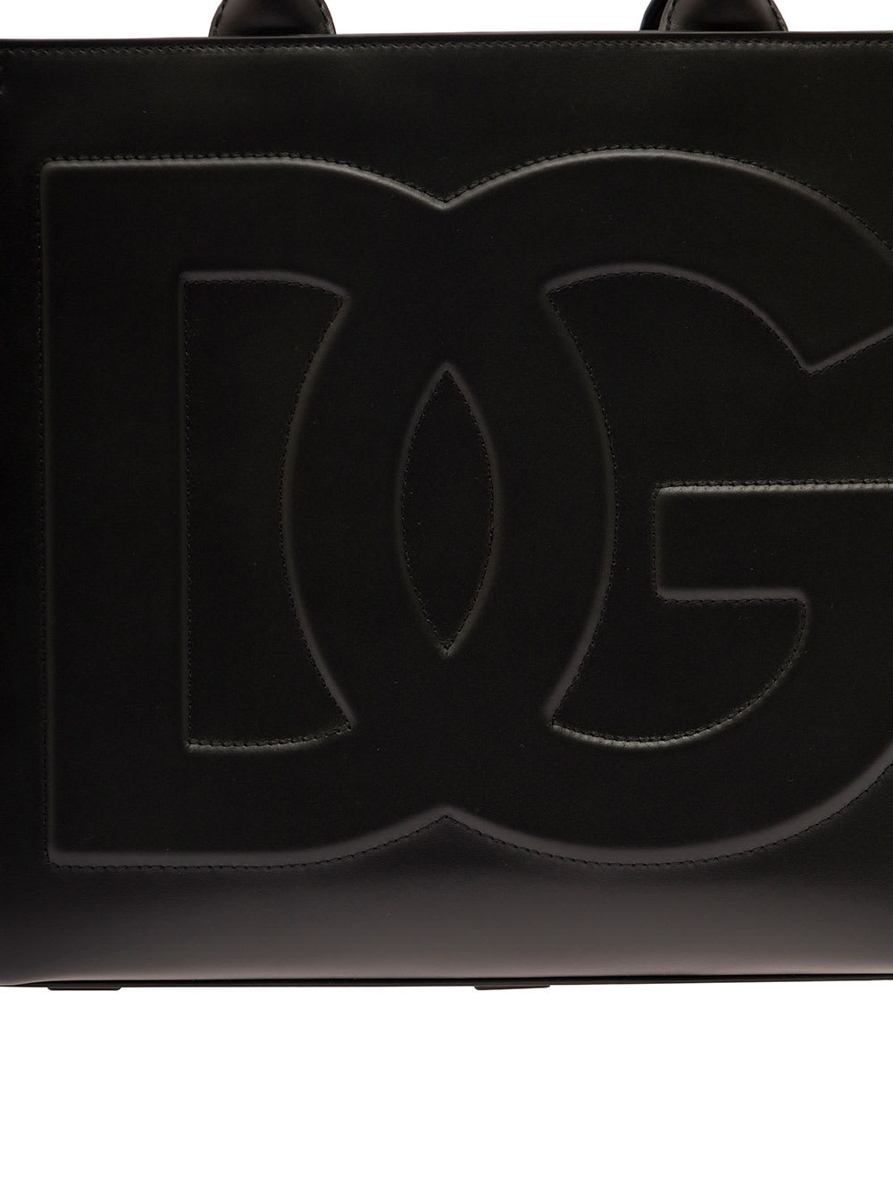 Shop Dolce & Gabbana Dg Daily Medium Black Handbag With Dg Logo Detail In Smooth Leather Woman