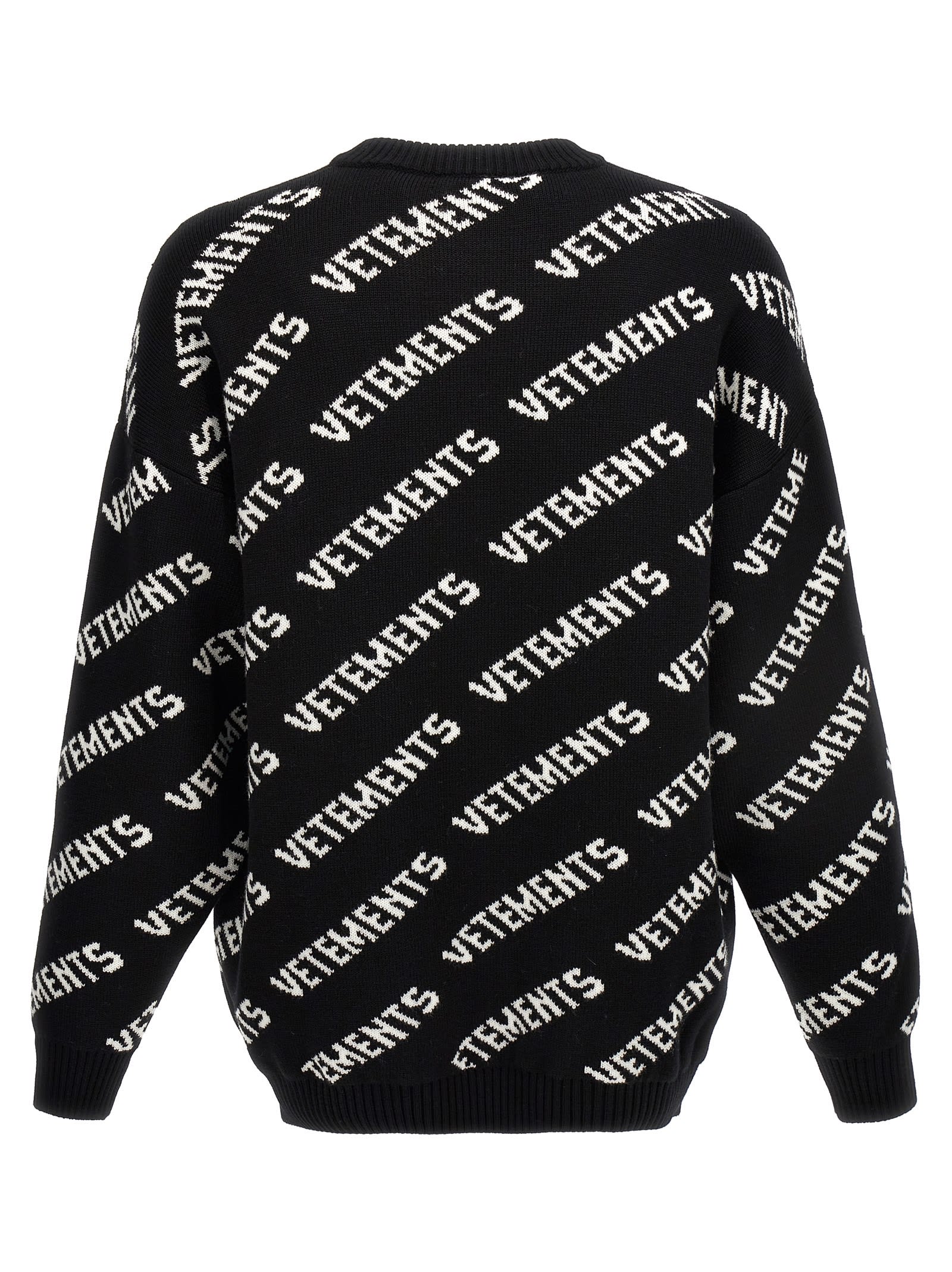 Shop Vetements Monogram Sweater In White/black