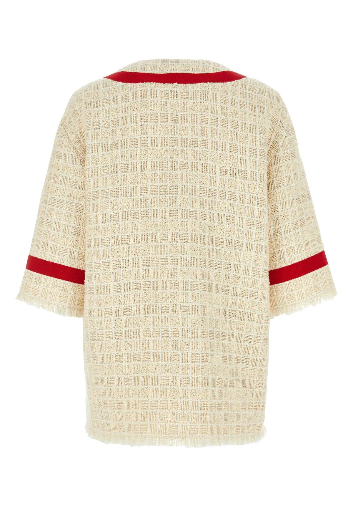 Shop Gucci Sand Tweed Blazer In White