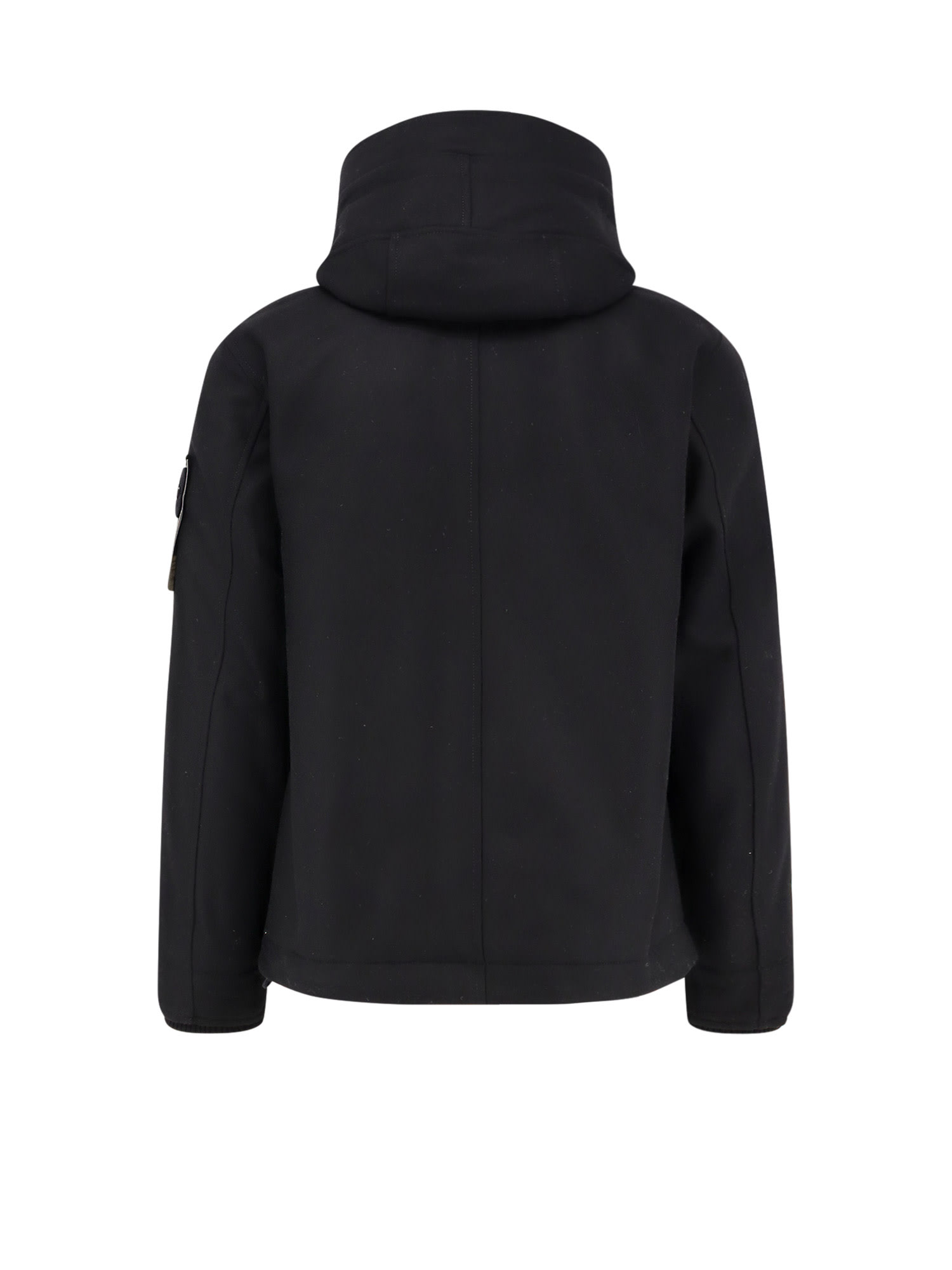 Stone Island Padded Parka Jacket Adjustable Hood In Black