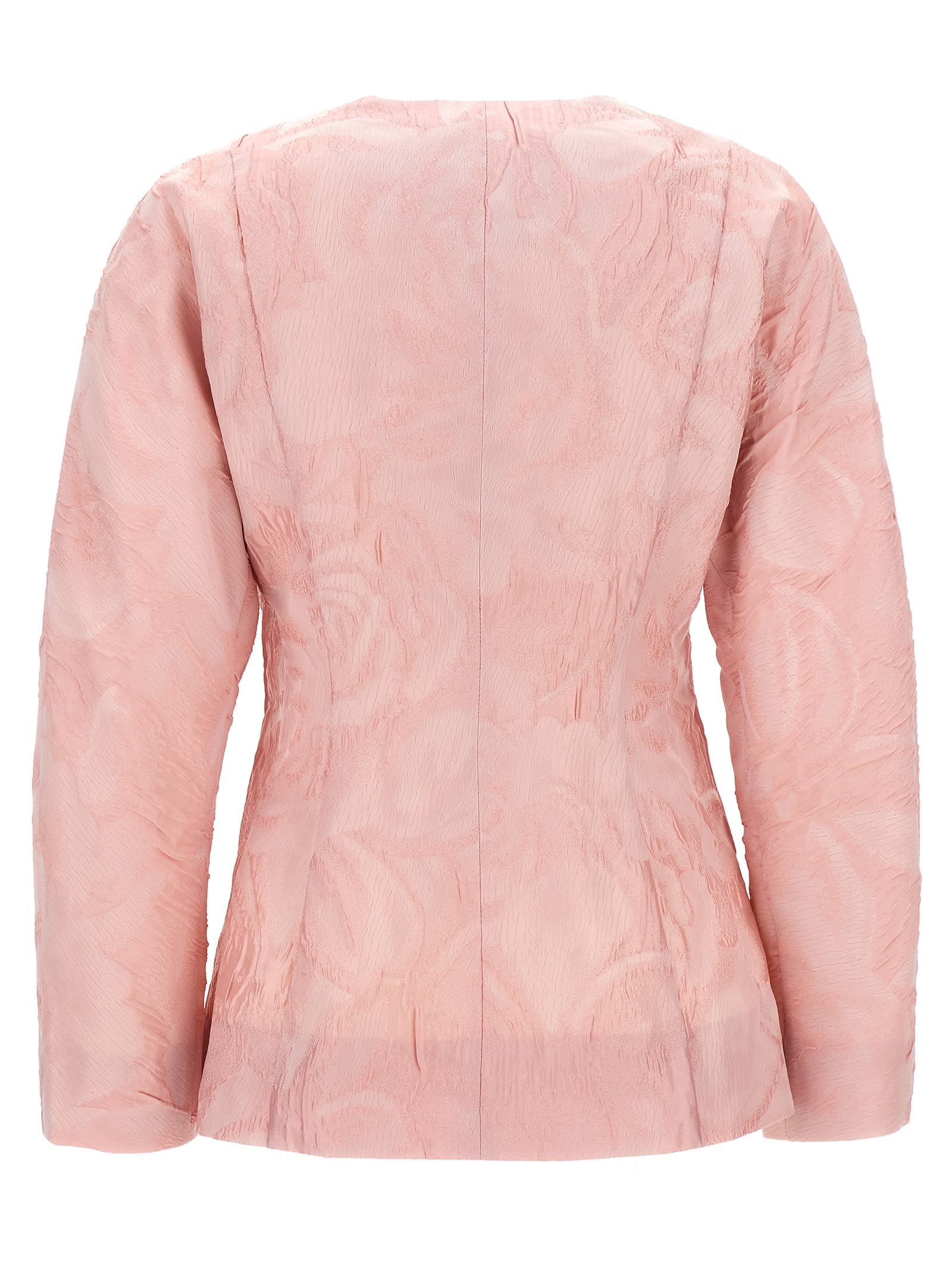 Shop Ganni Textured Cloqué Jacket In Pink