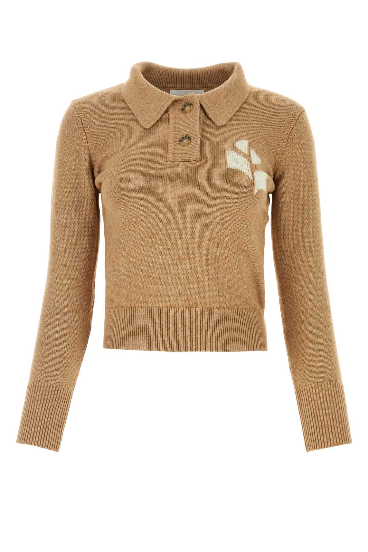 Isabel Marant Étoile Melange Biscuit Cotton Blend Nola Polo Shirt In Brown
