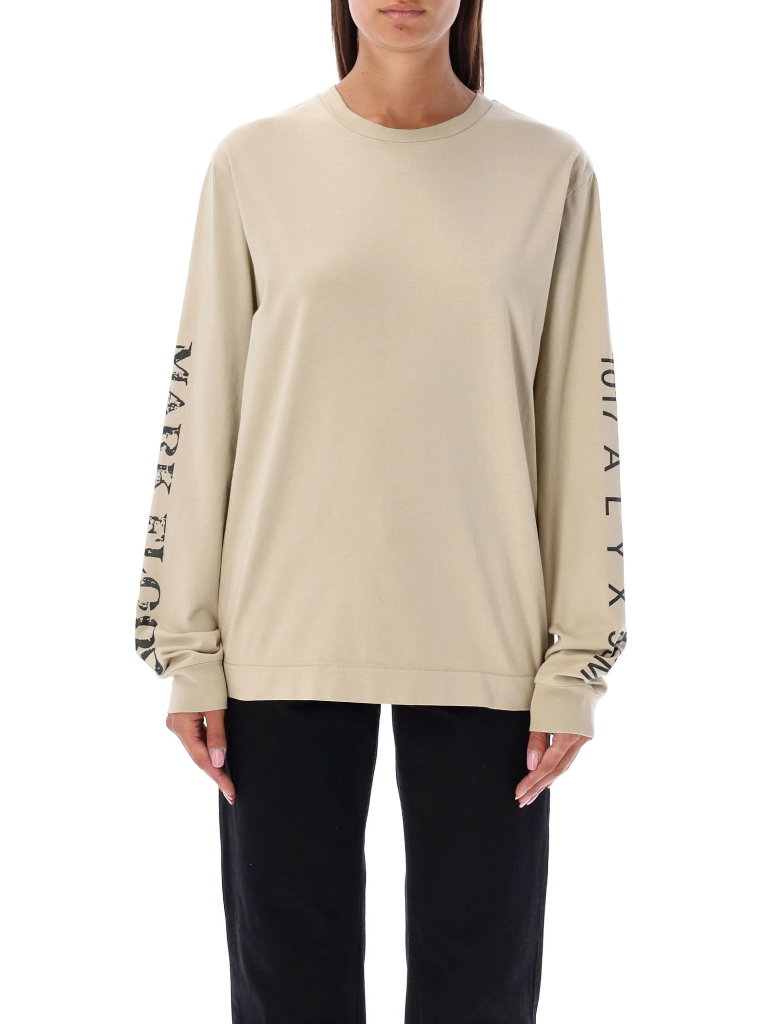 Shop Alyx Long-sleeved Graphic T-shirt In Tan