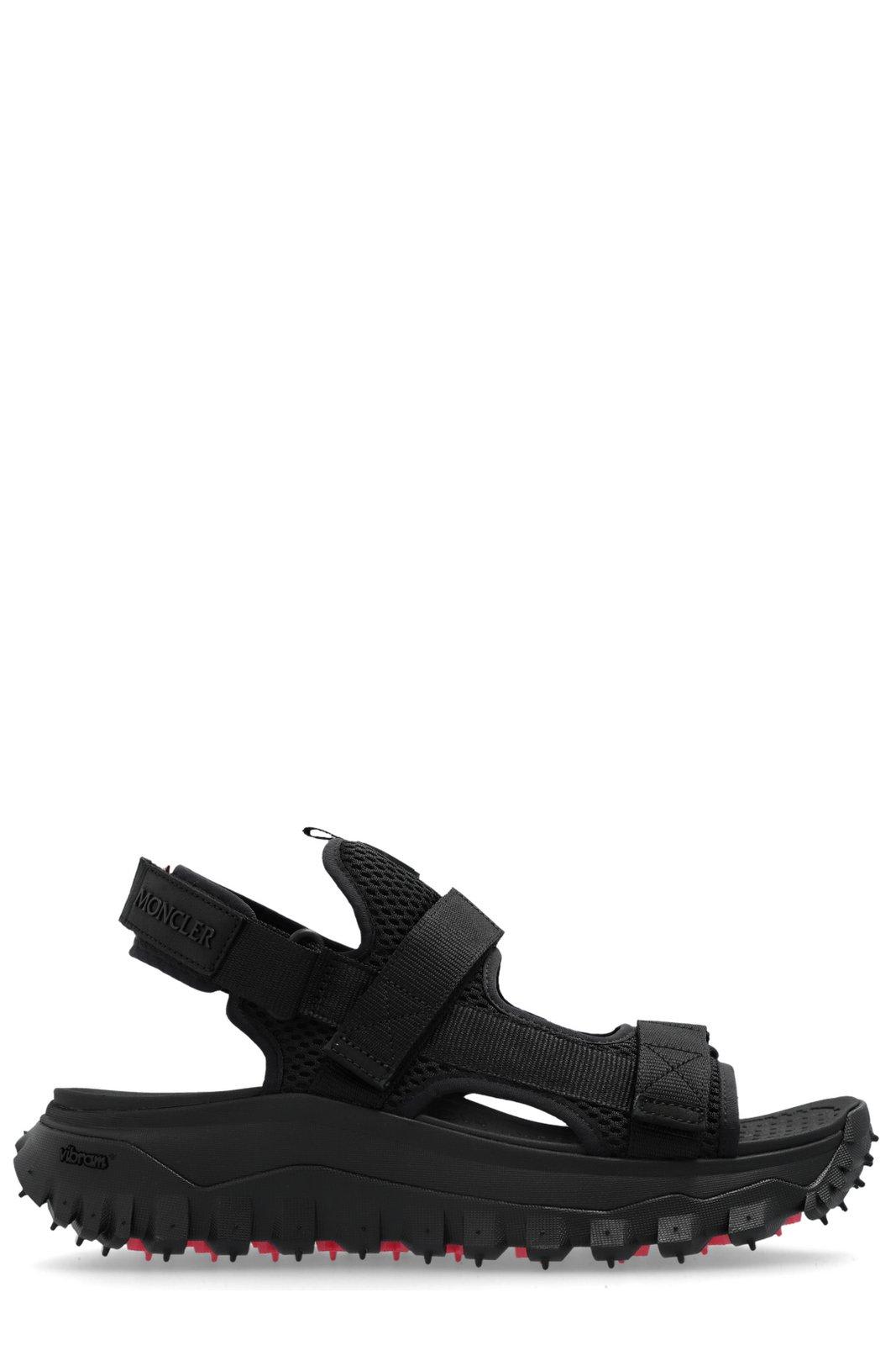 Shop Moncler Trailgrip Round-toe Sandals In Black