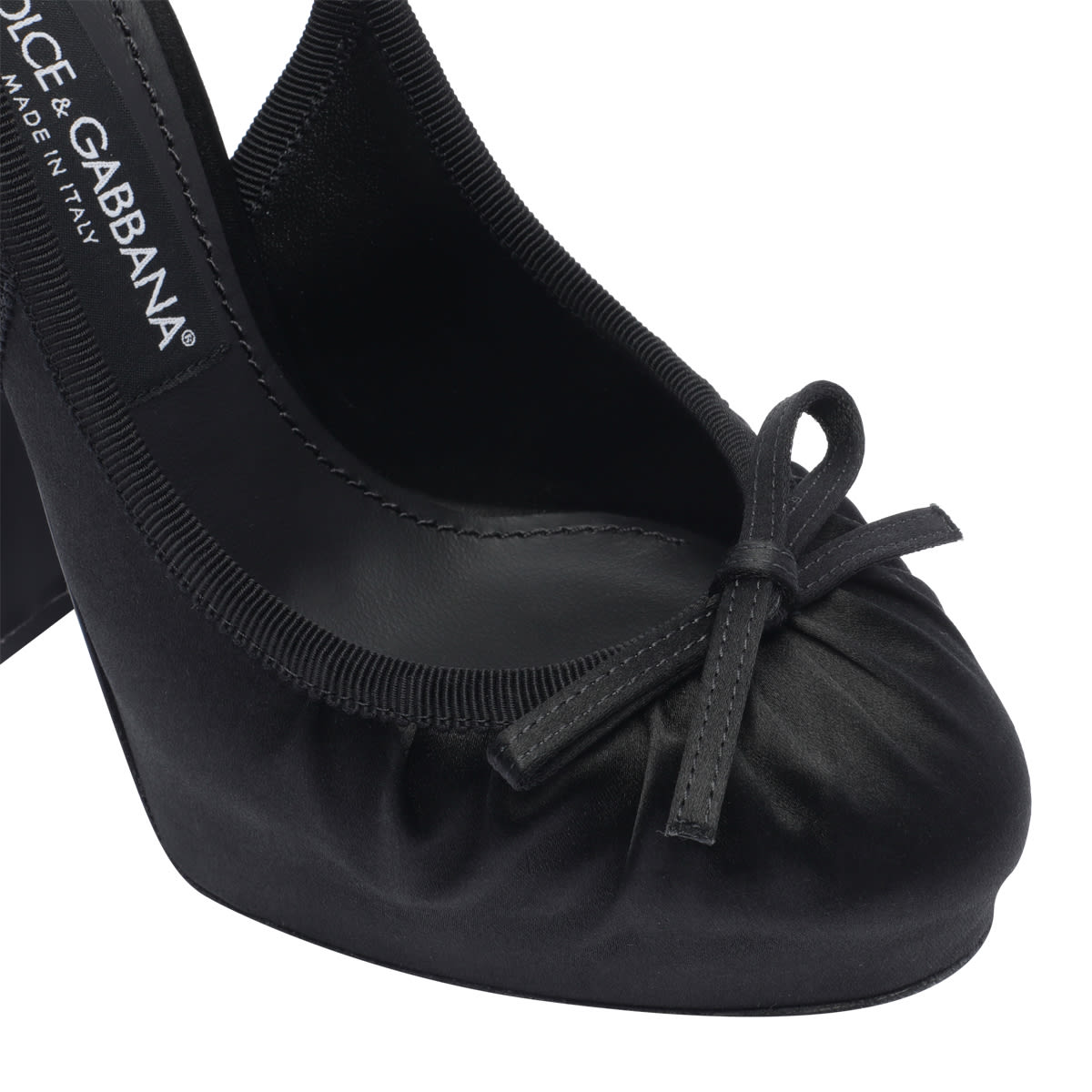Dolce & Gabbana Satin Slingback Platform Shoes In Nero/nero