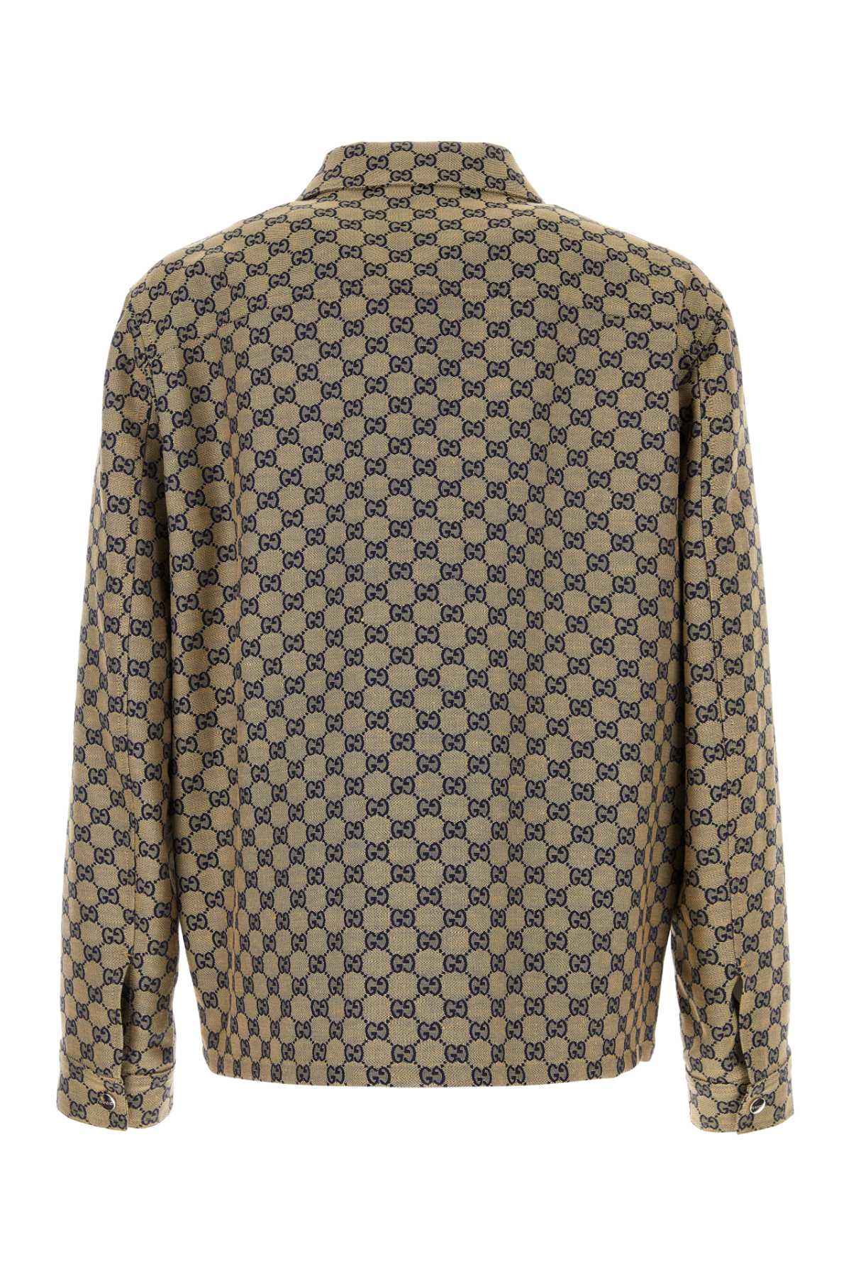 Shop Gucci Embroidered Linen Blend Jacket In Oatmilkblue