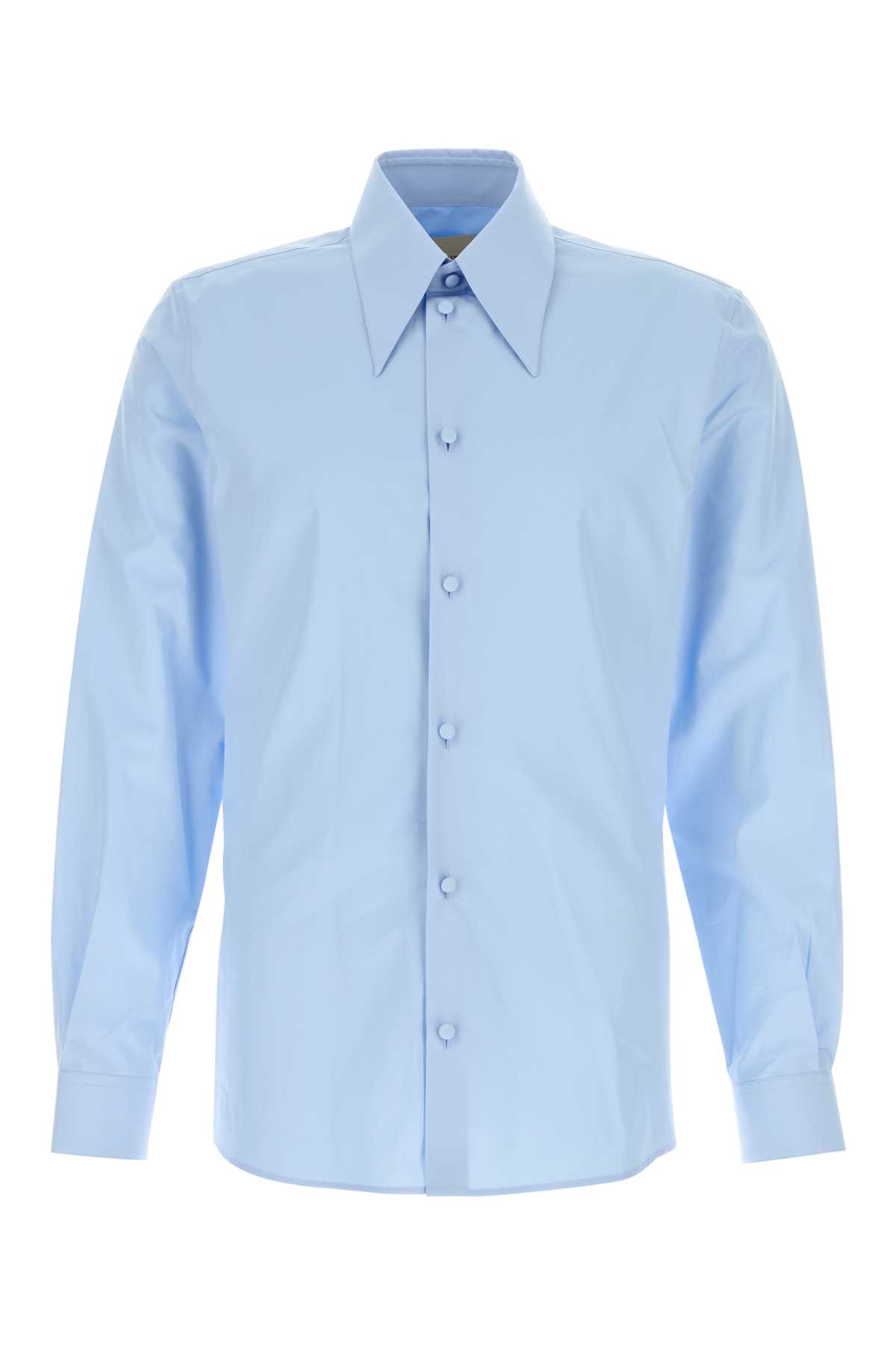Valentino Long Sleeve Poplin Shirt Featuring Collar In Blue
