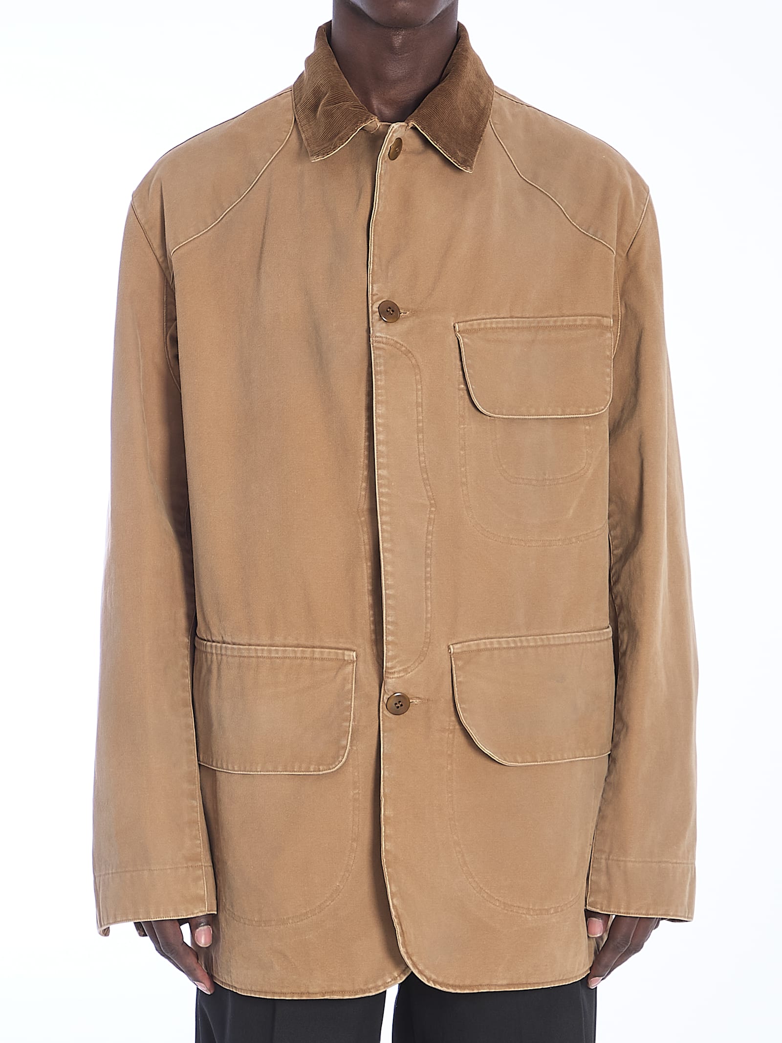 Shop Maison Margiela Waxed Coat In Beige