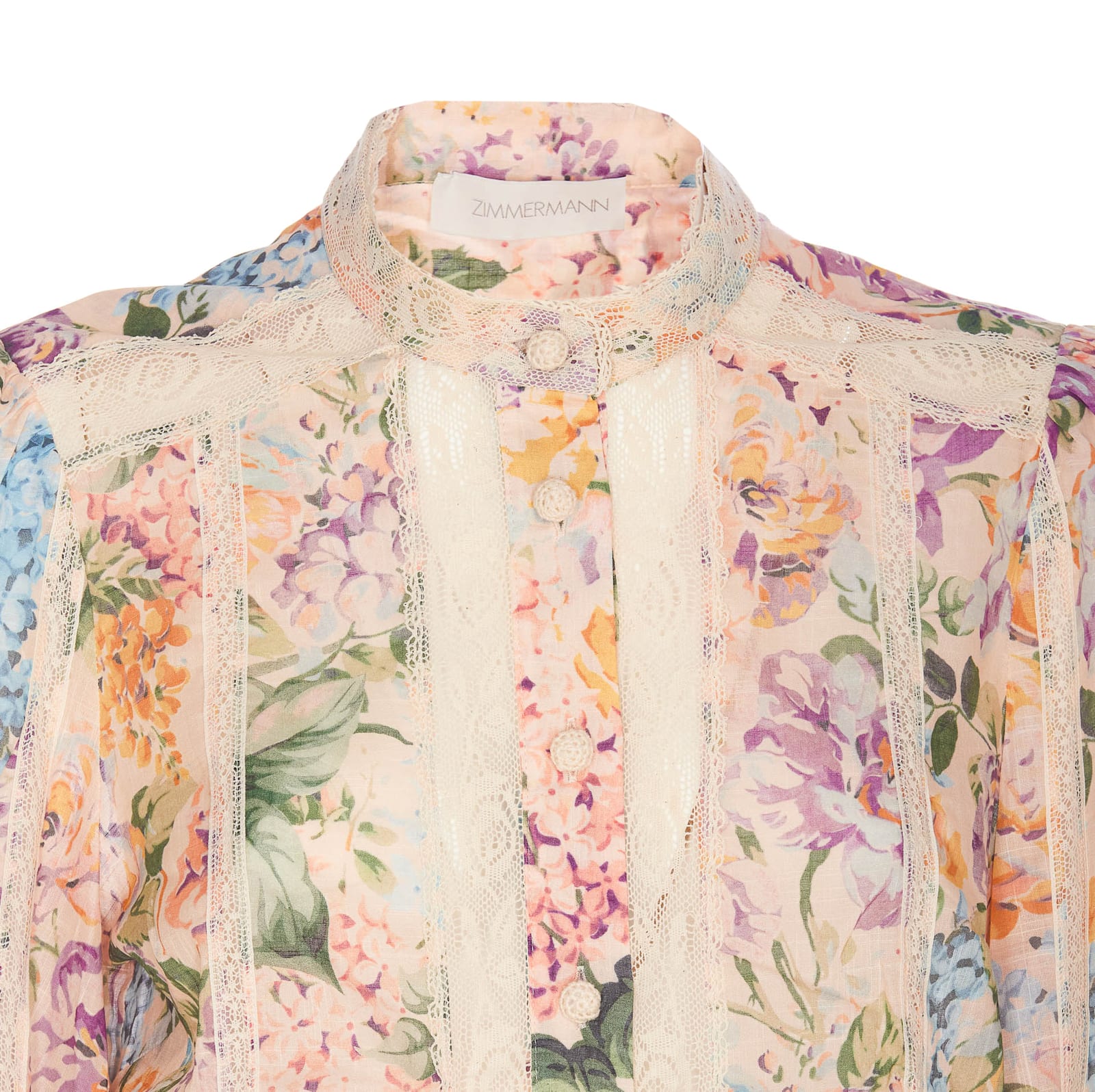 Shop Zimmermann Halliday Lace Shirt In Multicolour