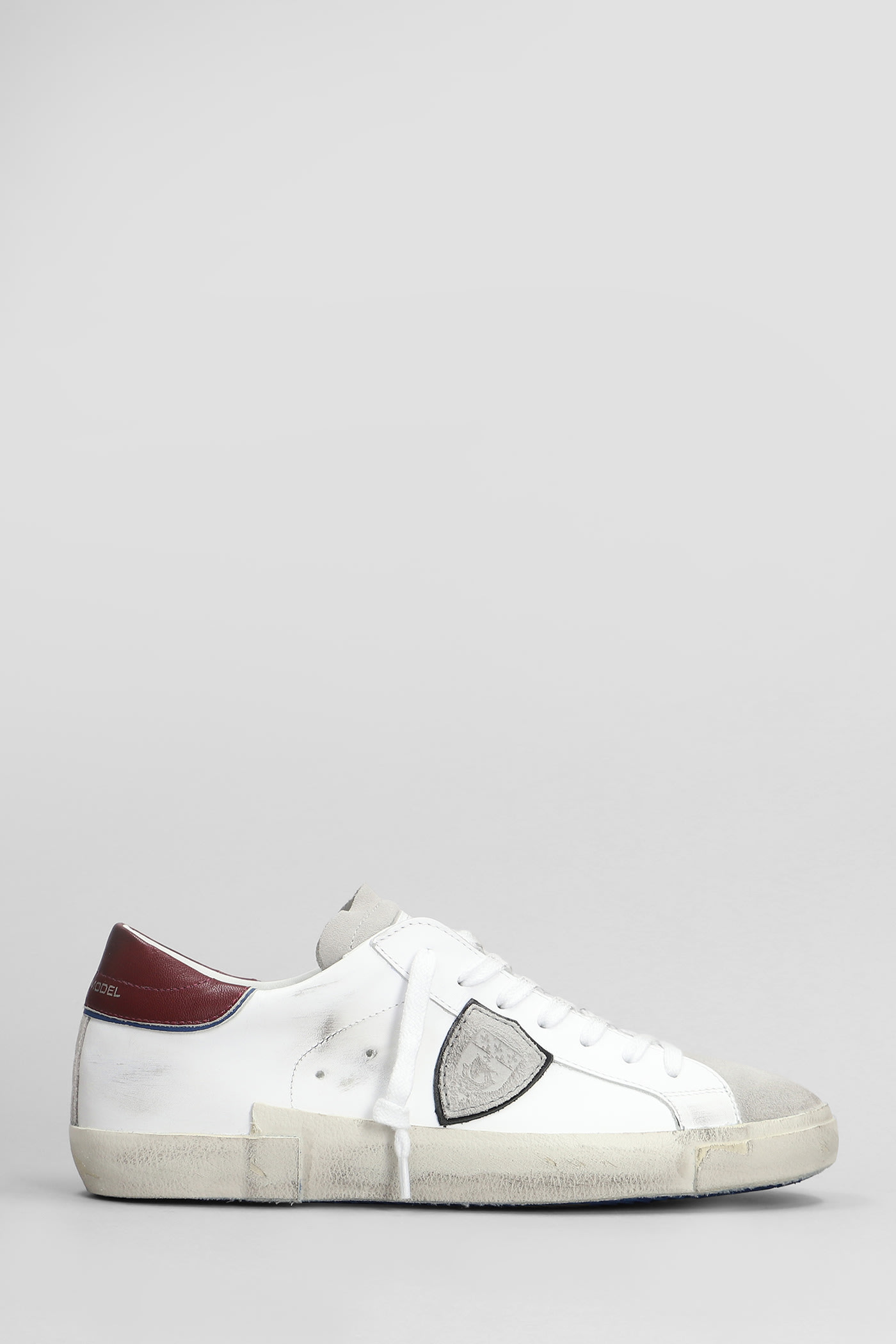 Shop Philippe Model Prsx Low Sneakers In White Suede And Leather