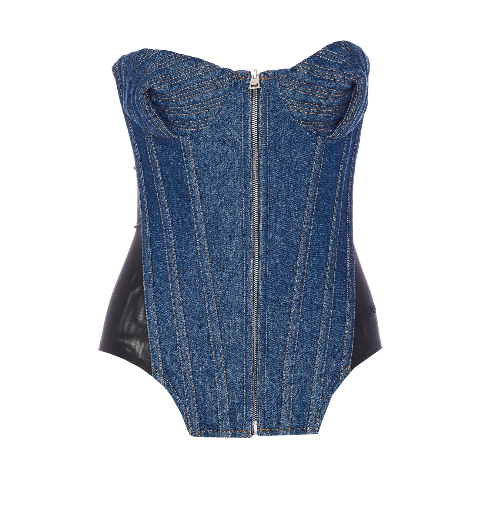 JEAN PAUL GAULTIER THE BI-MATERIAL DENIM CORSET