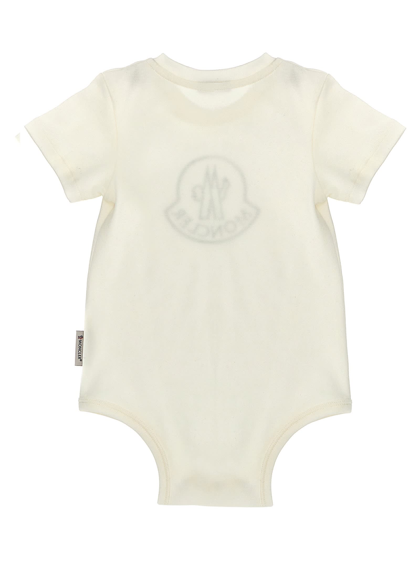 Shop Moncler Logo Embroidery Bodysuit In White
